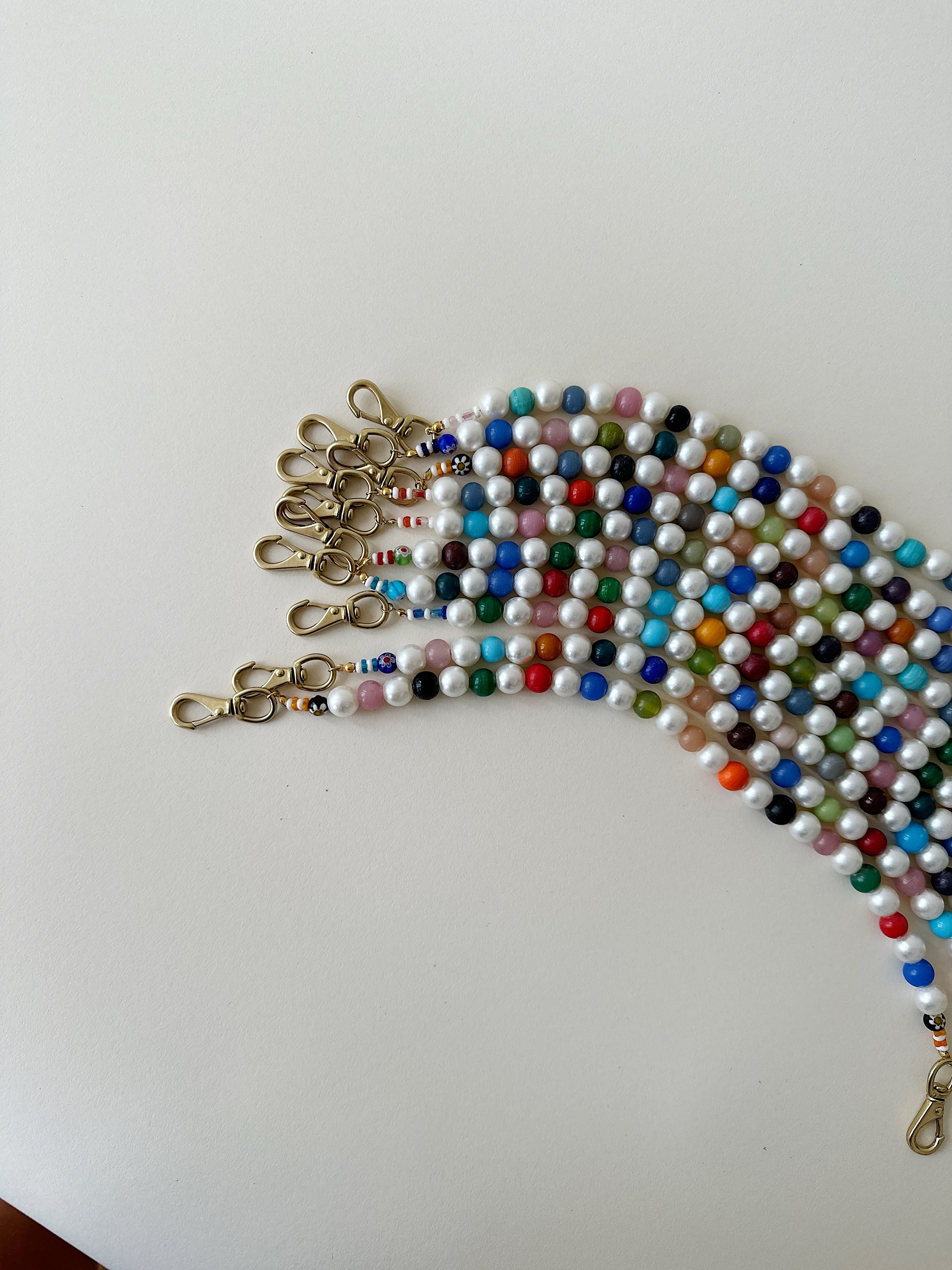 LAWN PARTY Beaded Accessory Strap- Pearl/Round Beads