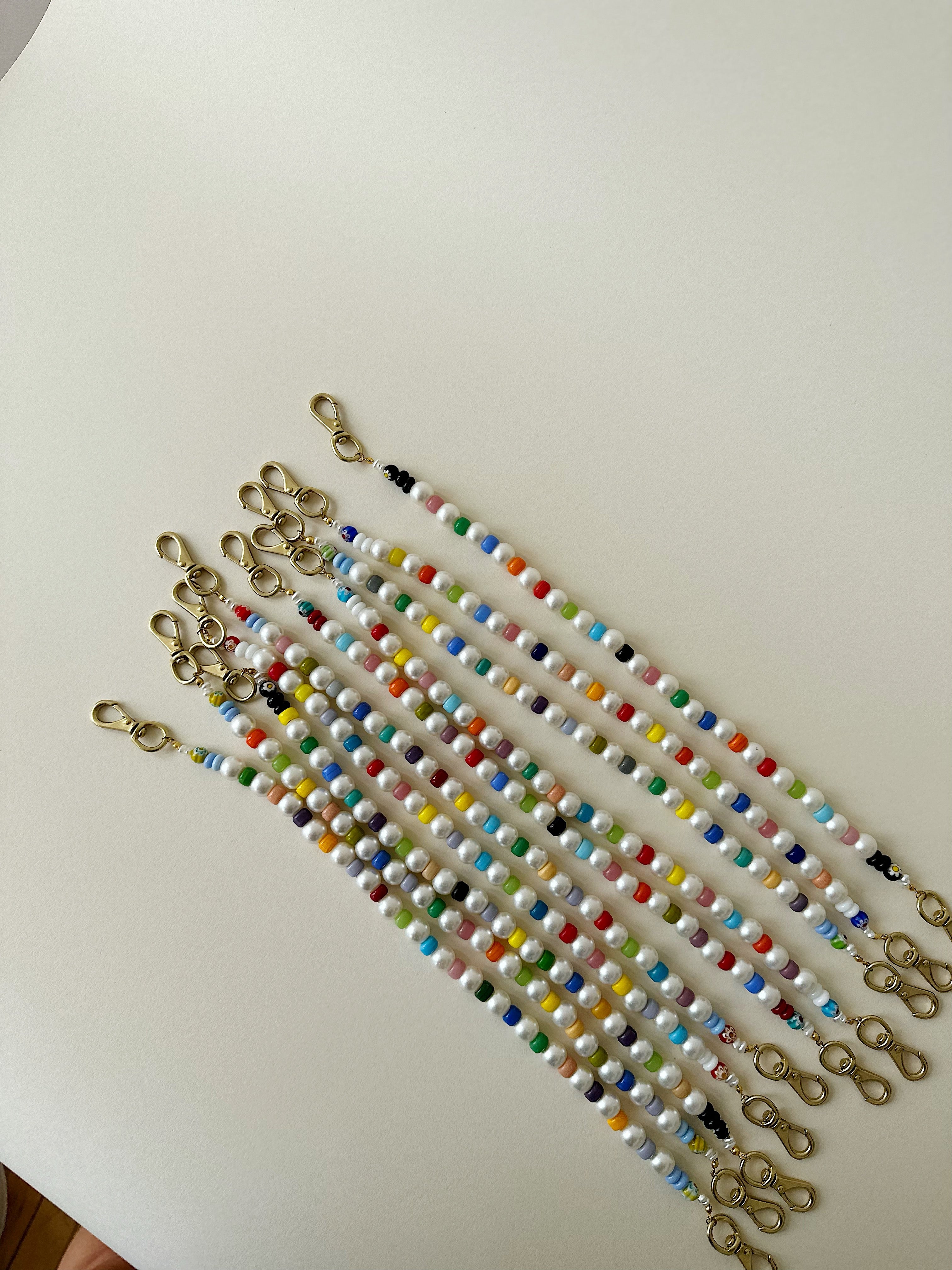 LAWN PARTY Beaded Accessory Strap- Pearl/Square Beads