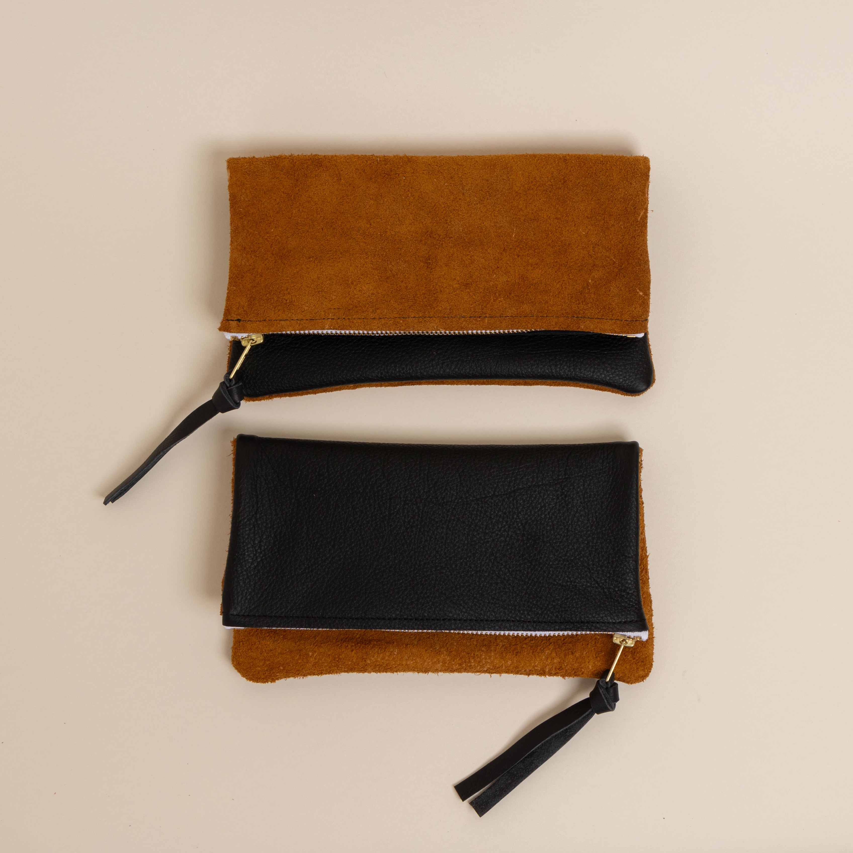 Black/ Upcycled Chestnut Suede Mini Halfie