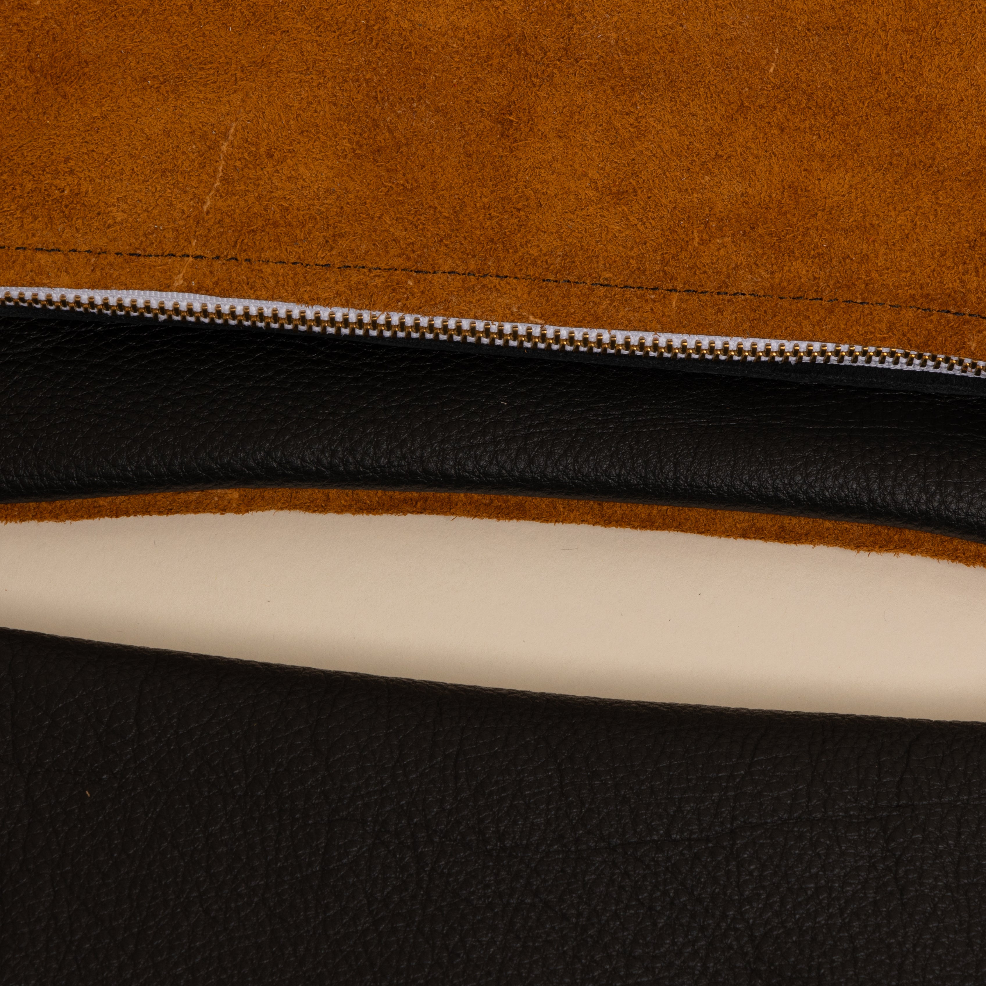 Black/ Upcycled Chestnut Suede Mini Halfie