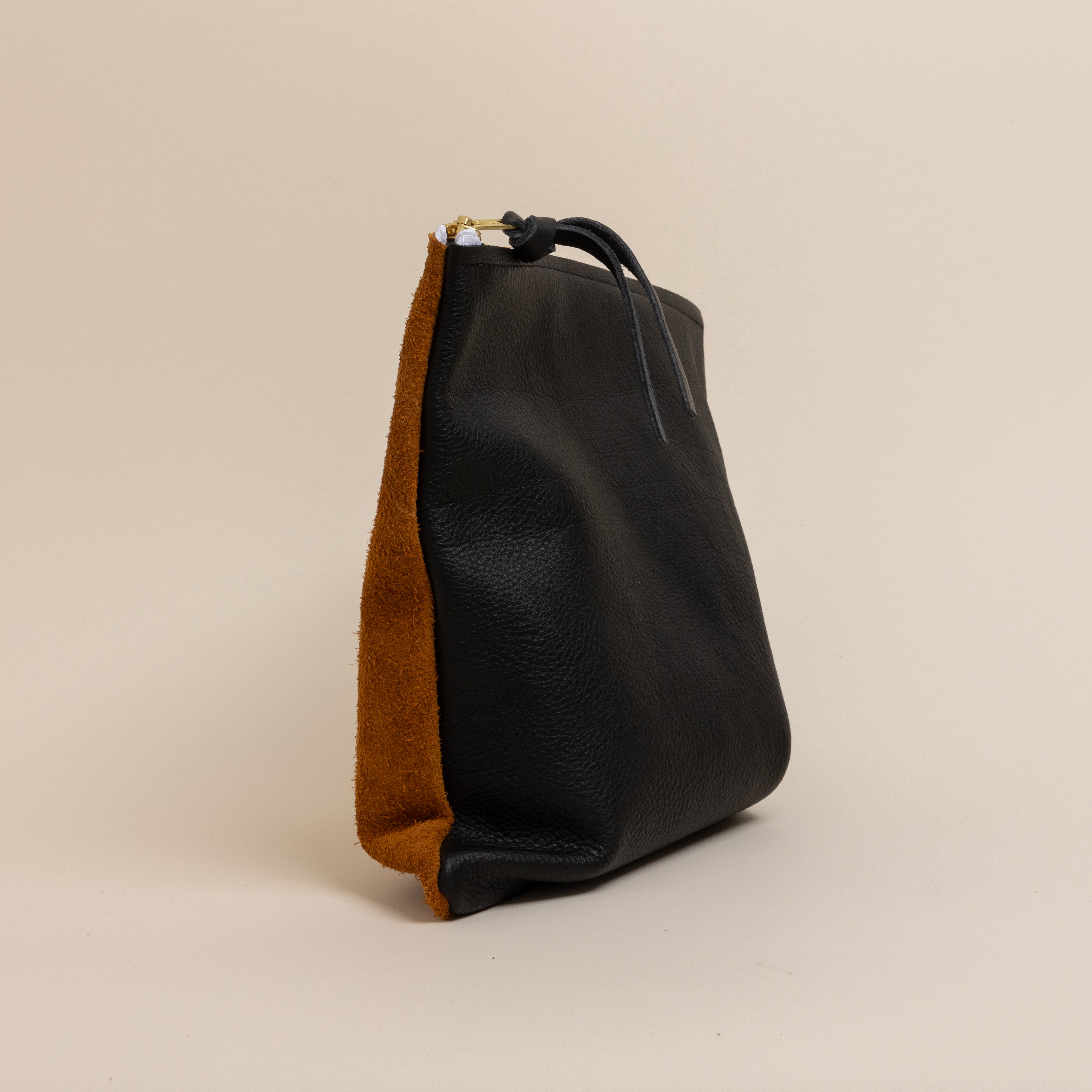 Black/ Upcycled Chestnut Suede Mini Halfie