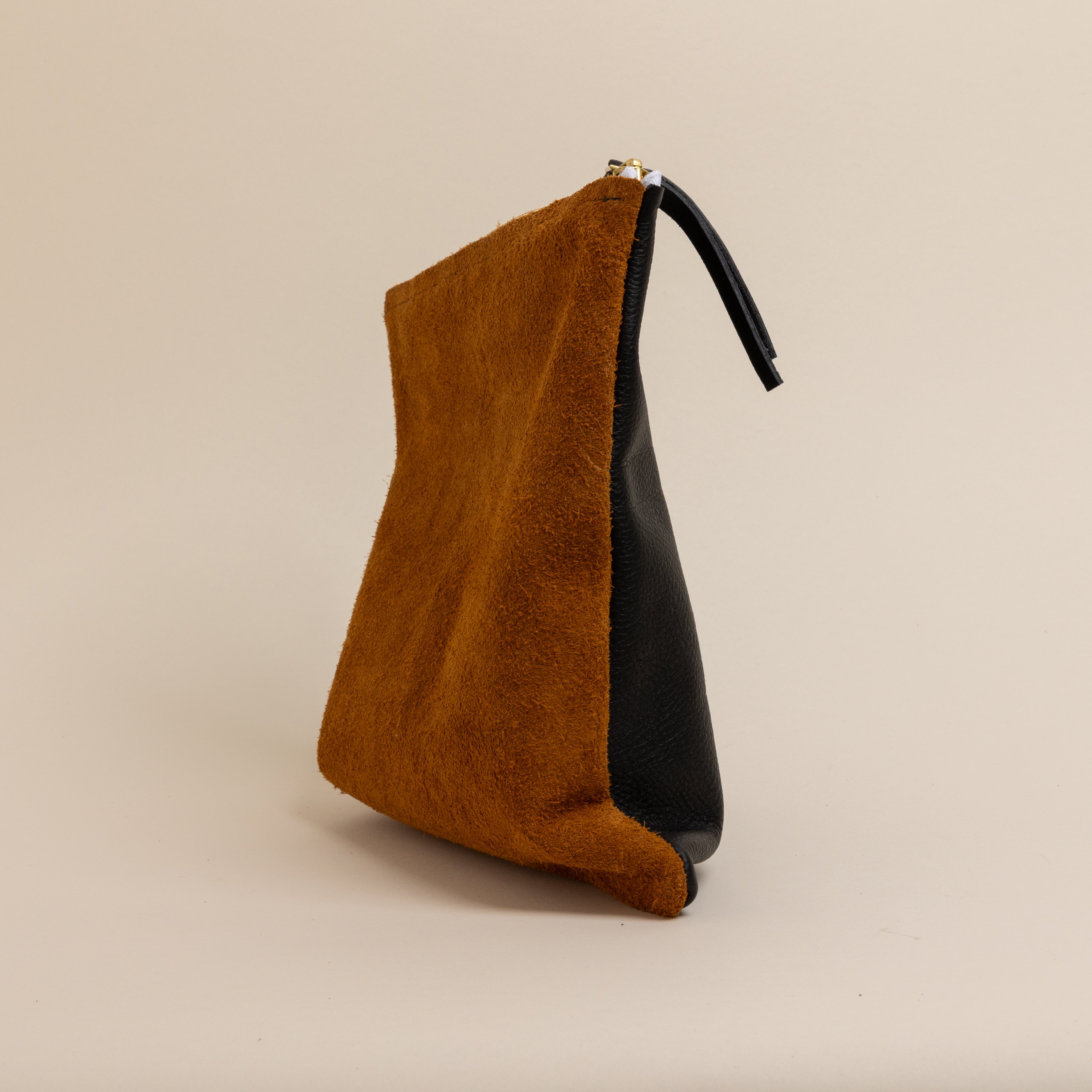 Black/ Upcycled Chestnut Suede Mini Halfie