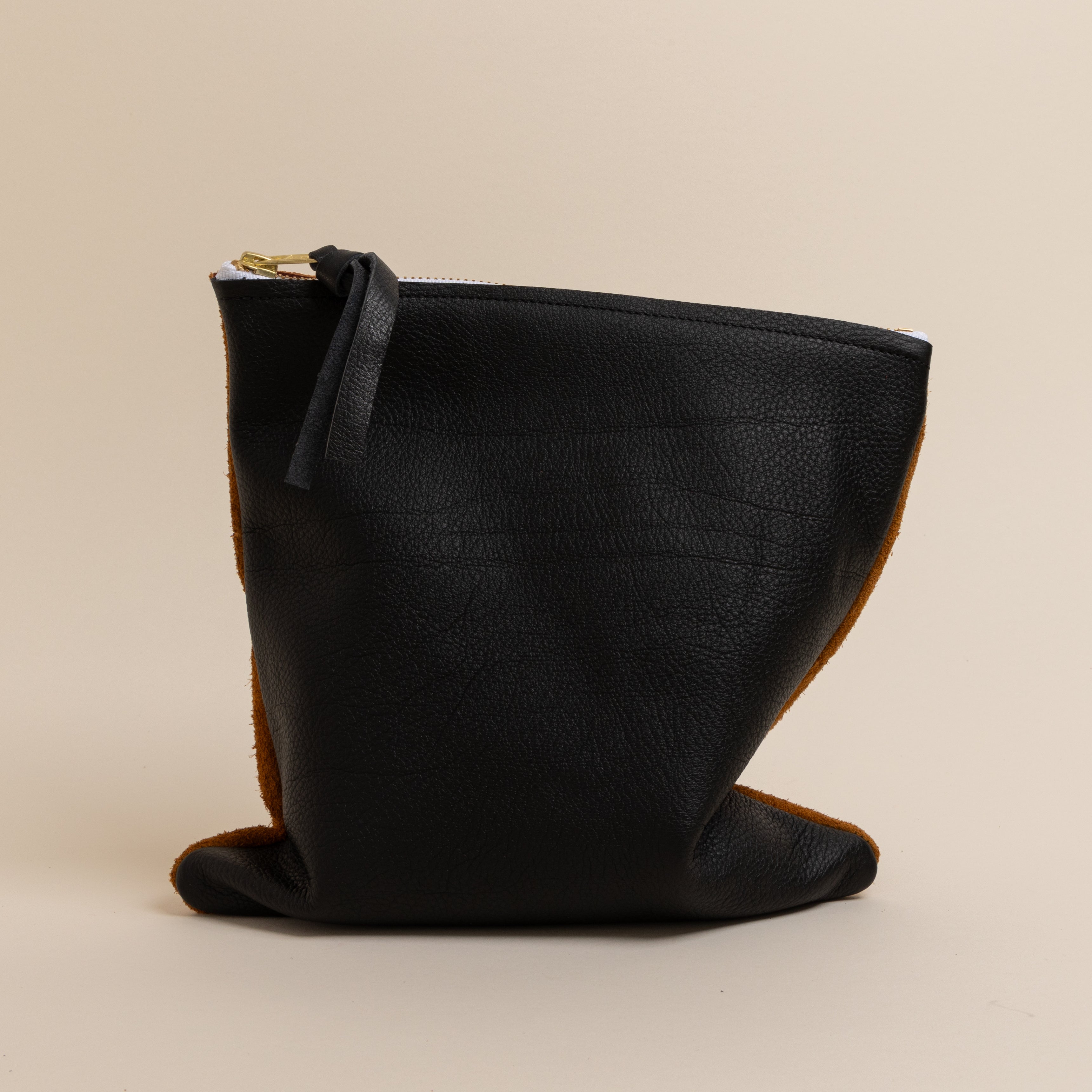Black/ Upcycled Chestnut Suede Mini Halfie