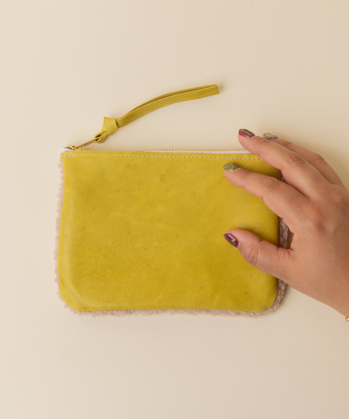 Chartreuse/Dusty Pink Lambswool Essential Pouch