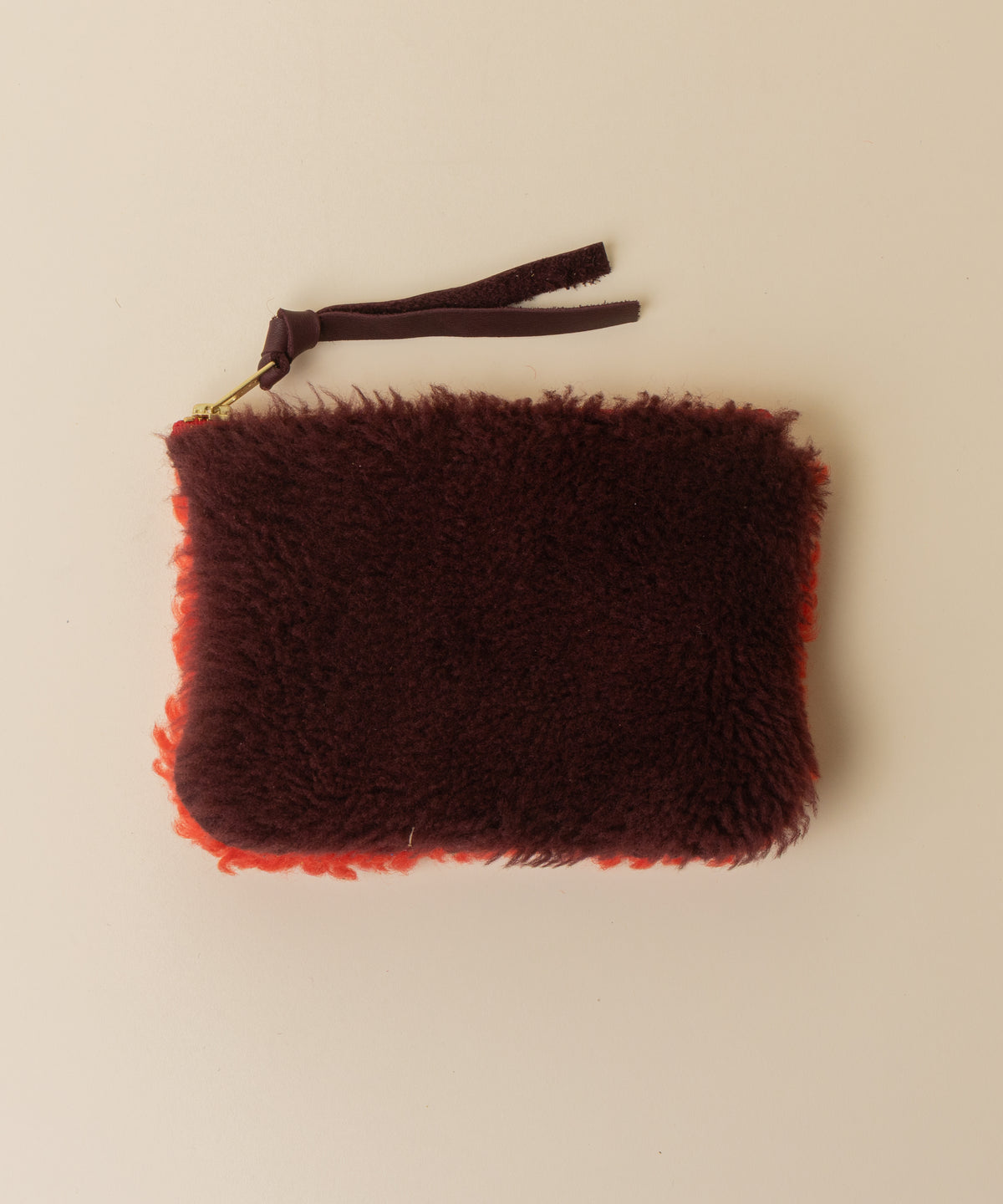 Maroon/Rorange Lambswool Essential Duo Pouch