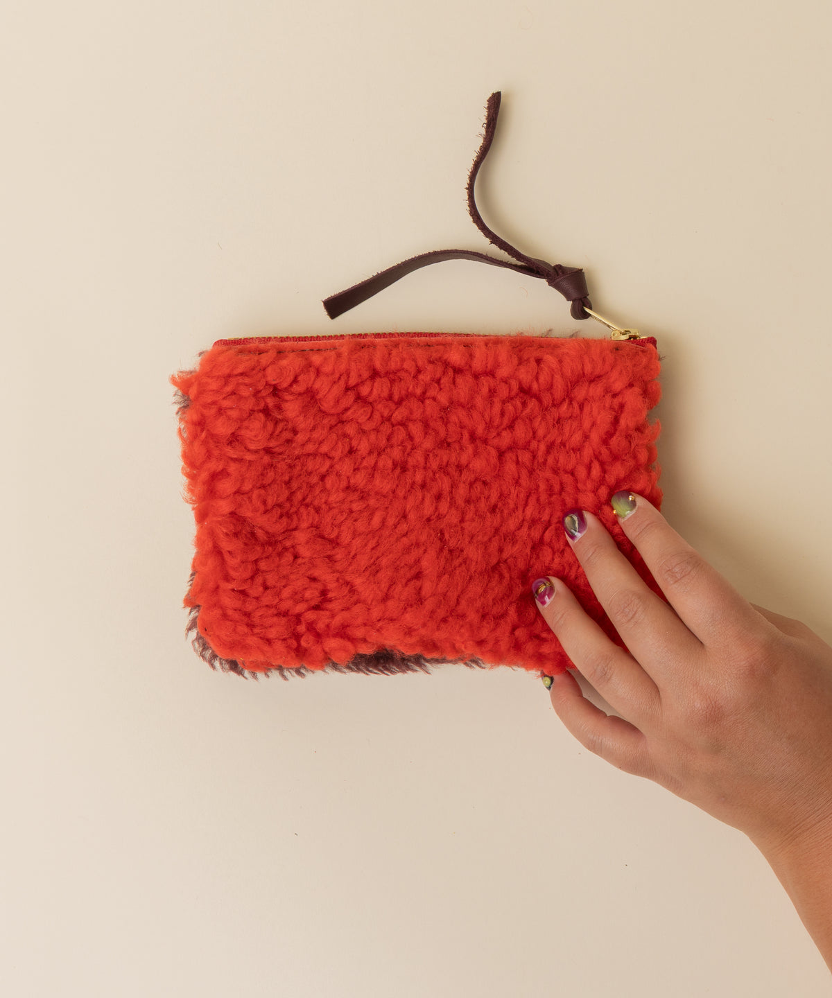 Maroon/Rorange Lambswool Essential Duo Pouch