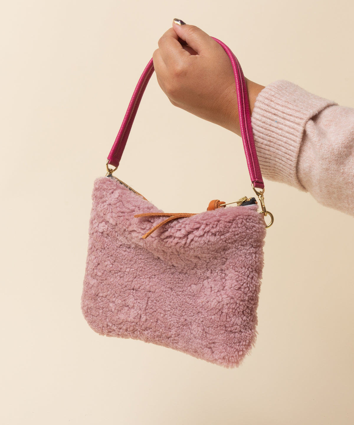 Pumpkin/Bubblegum Lambswool Crossbody