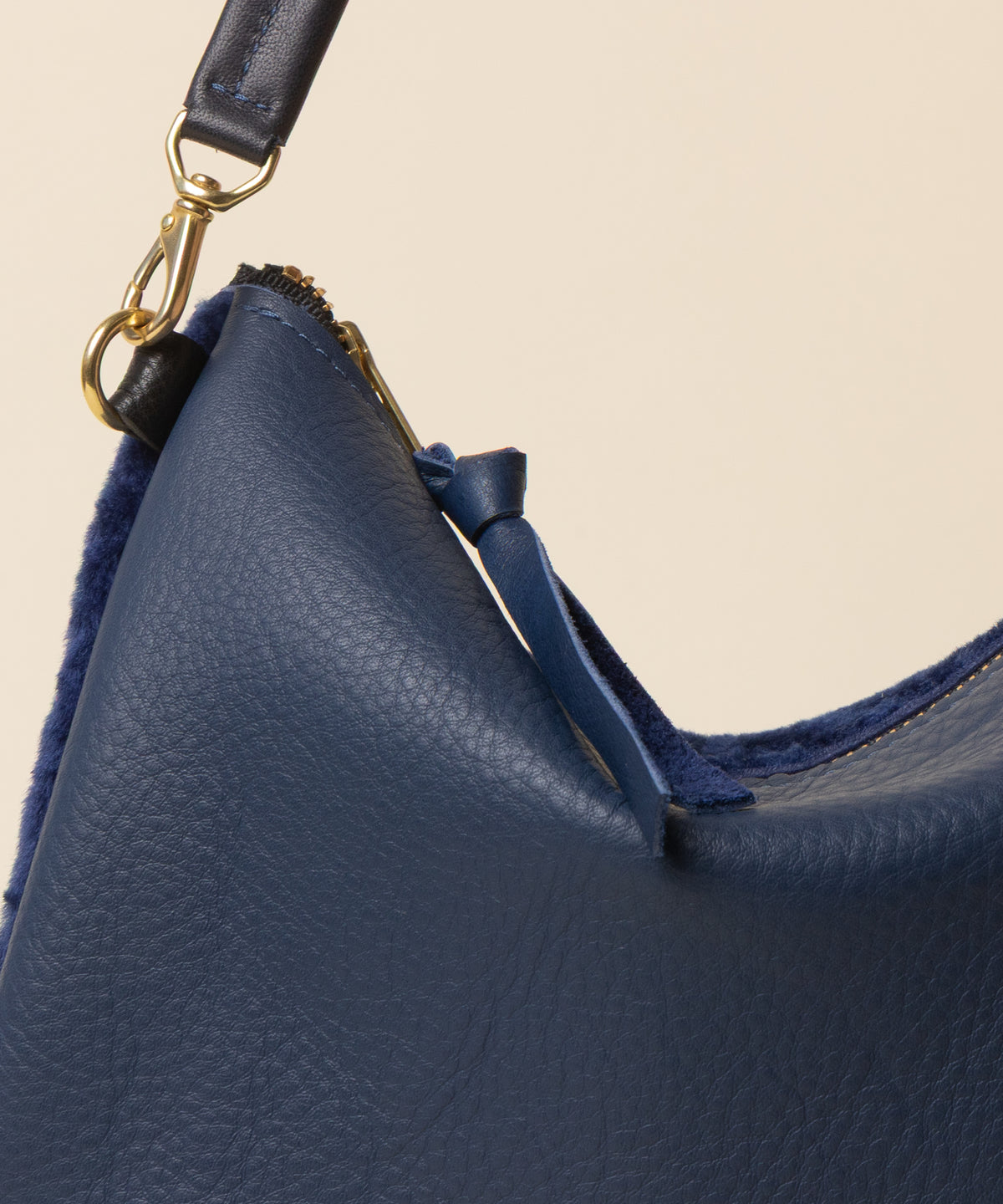 Navy/Sapphire Shearling Crossbody