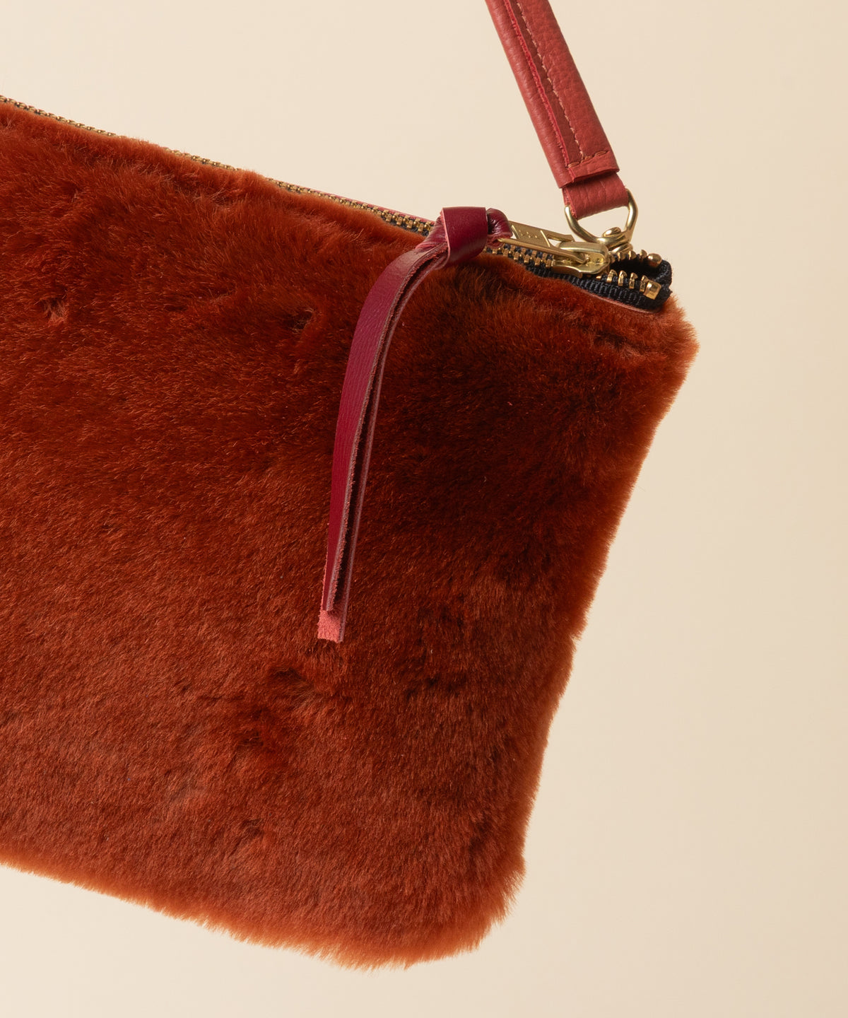 Cranberry/Saffron Shearling Crossbody