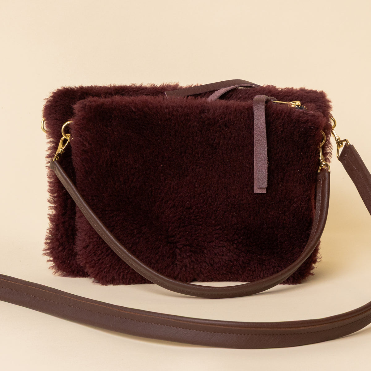Wine/Maroon Lambswool Crossbody