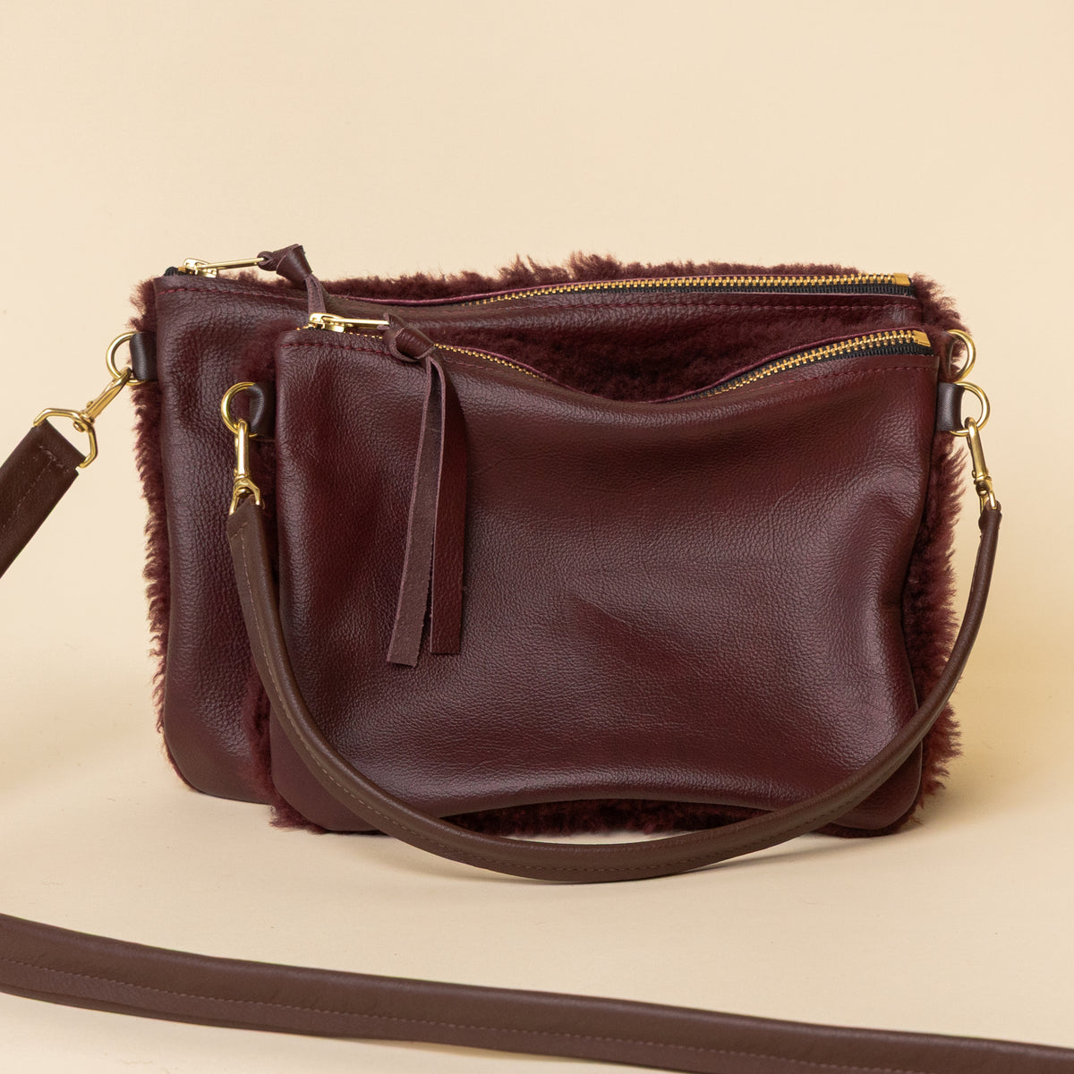 Wine/Maroon Lambswool Crossbody