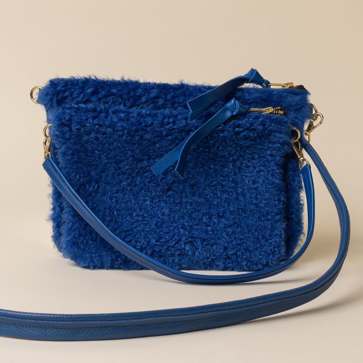 Cerulean/Cobalt Lambswool Crossbody