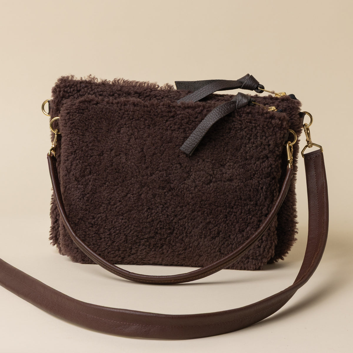 Upcycled Chocolate/Chocolate Lambswool Crossbody