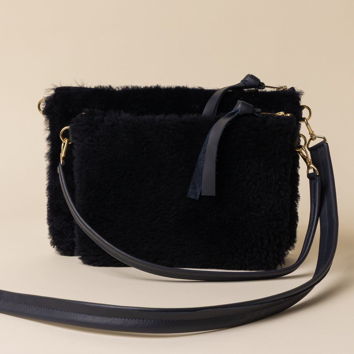 Midnight Navy/Midnight Navy Lambswool Crossbody