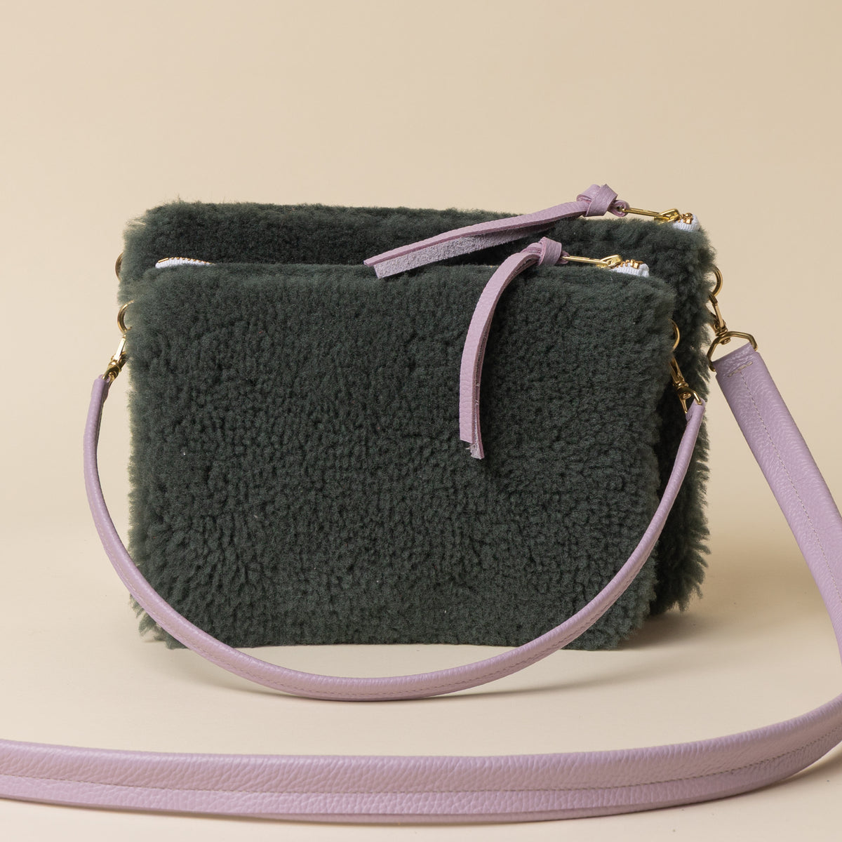 Lilac/Spruce Lambswool Crossbody