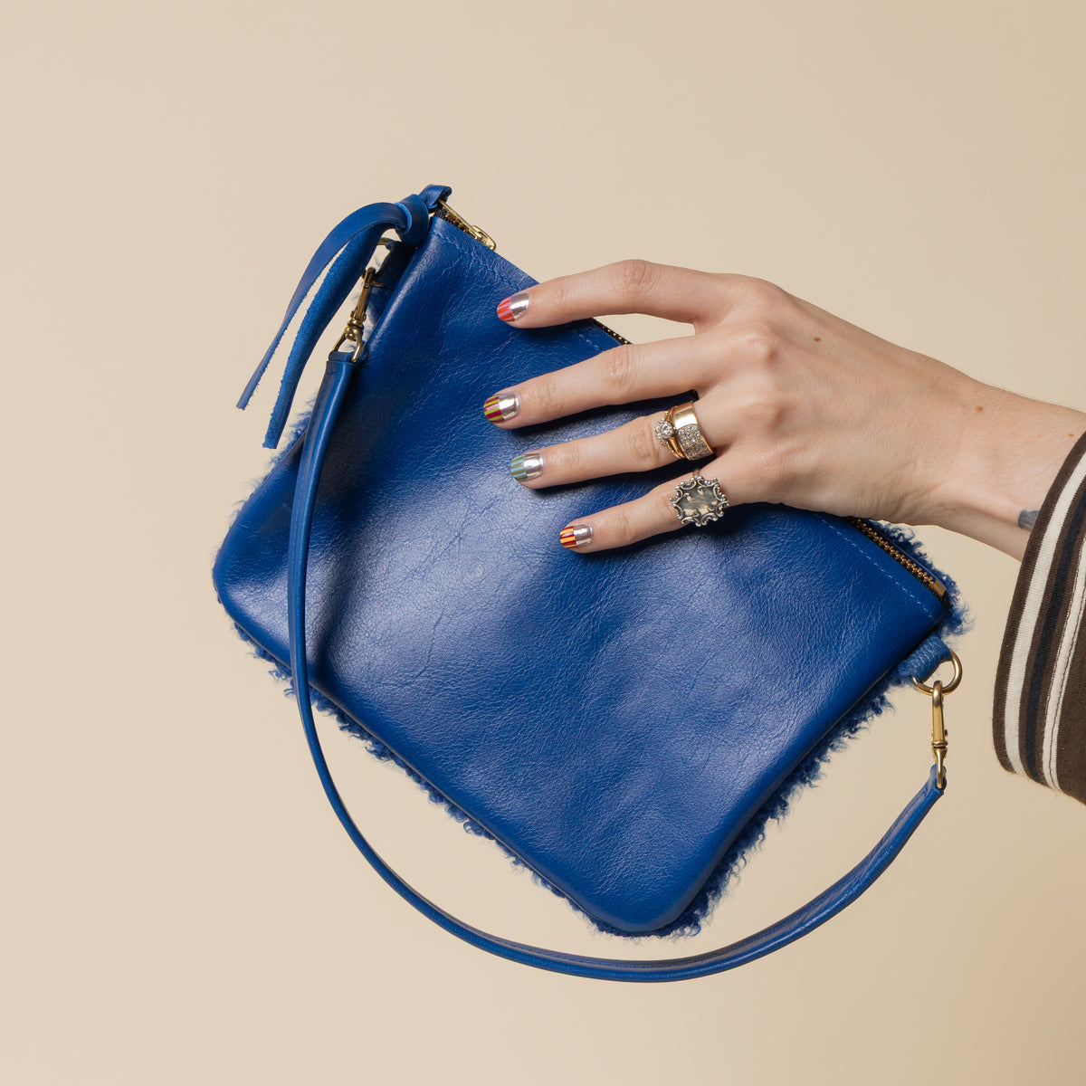 Cerulean/Cobalt Lambswool Crossbody