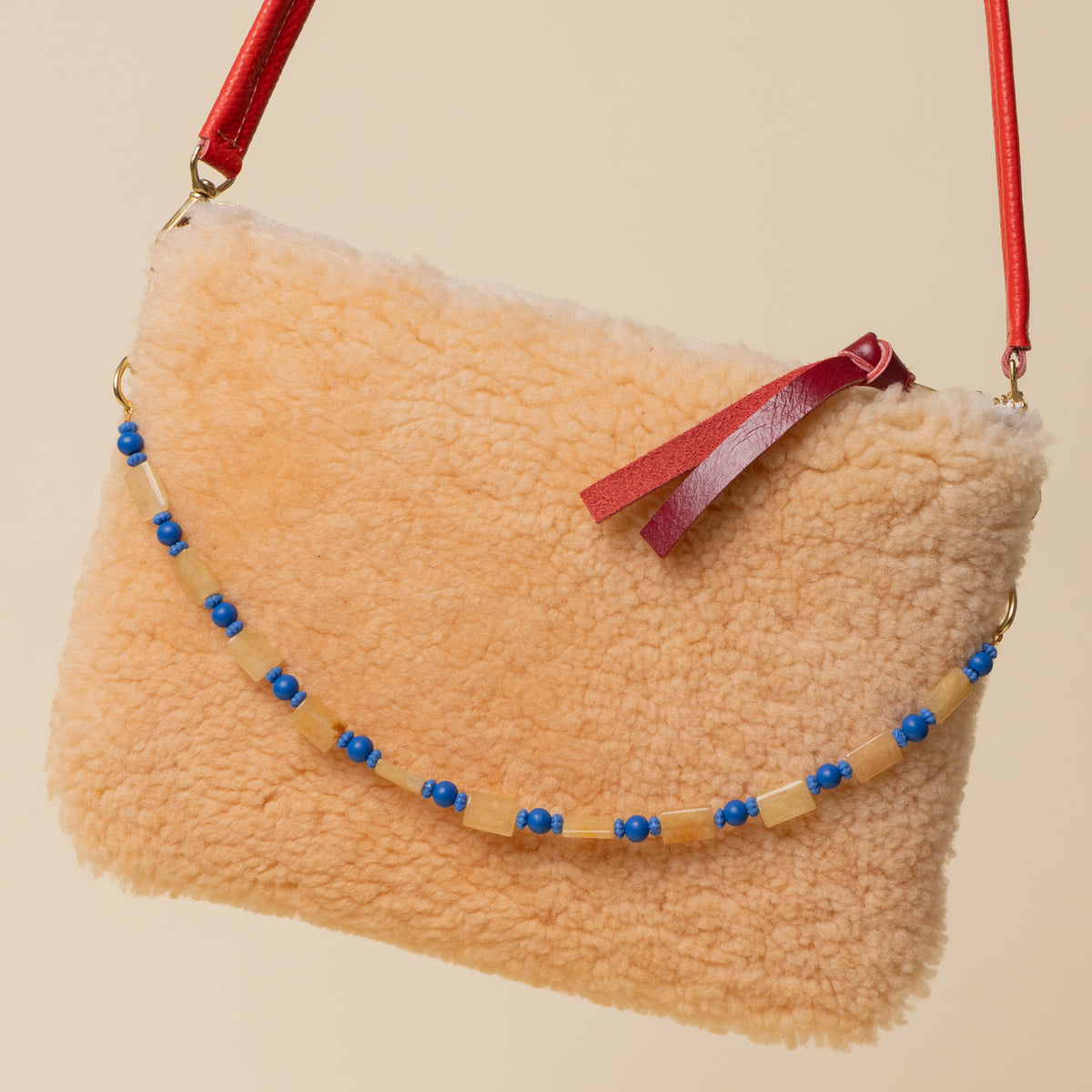Cranberry/Peach Lambswool Crossbody