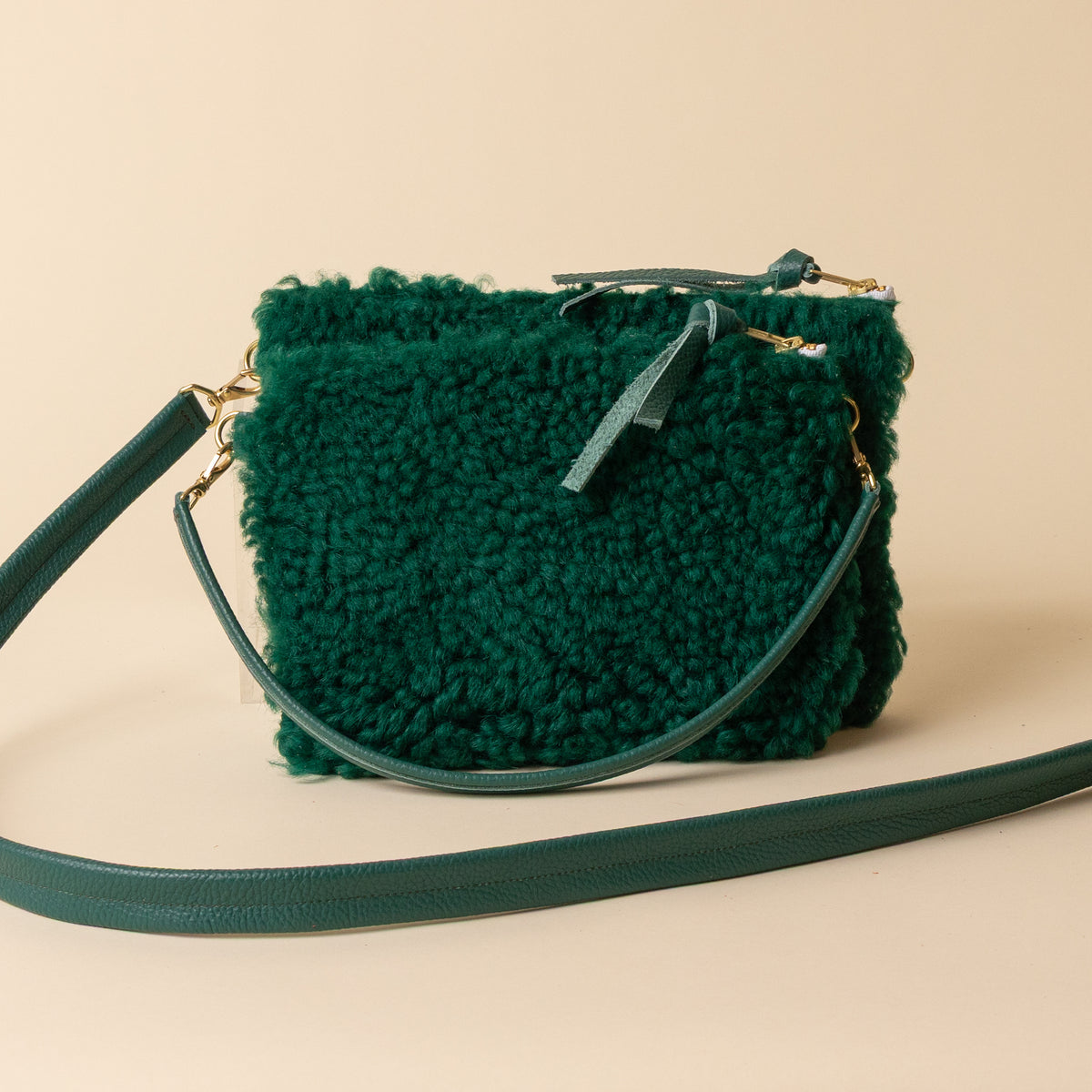 Baby Blue/Emerald Lambswool Crossbody