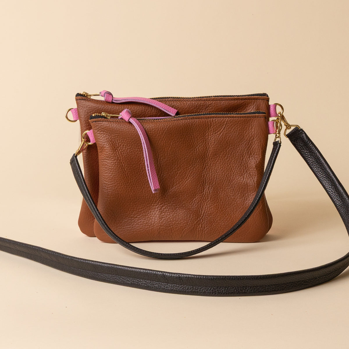 Bubblegum/Upcycled Chestnut Crossbody
