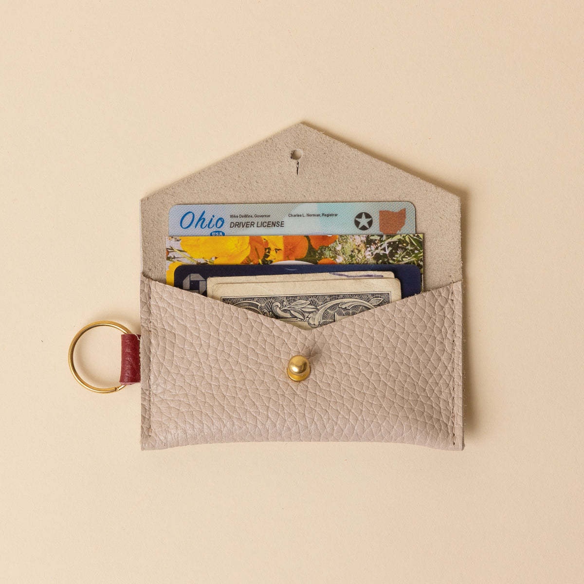 Soft White/Maroon Caro Cardholder