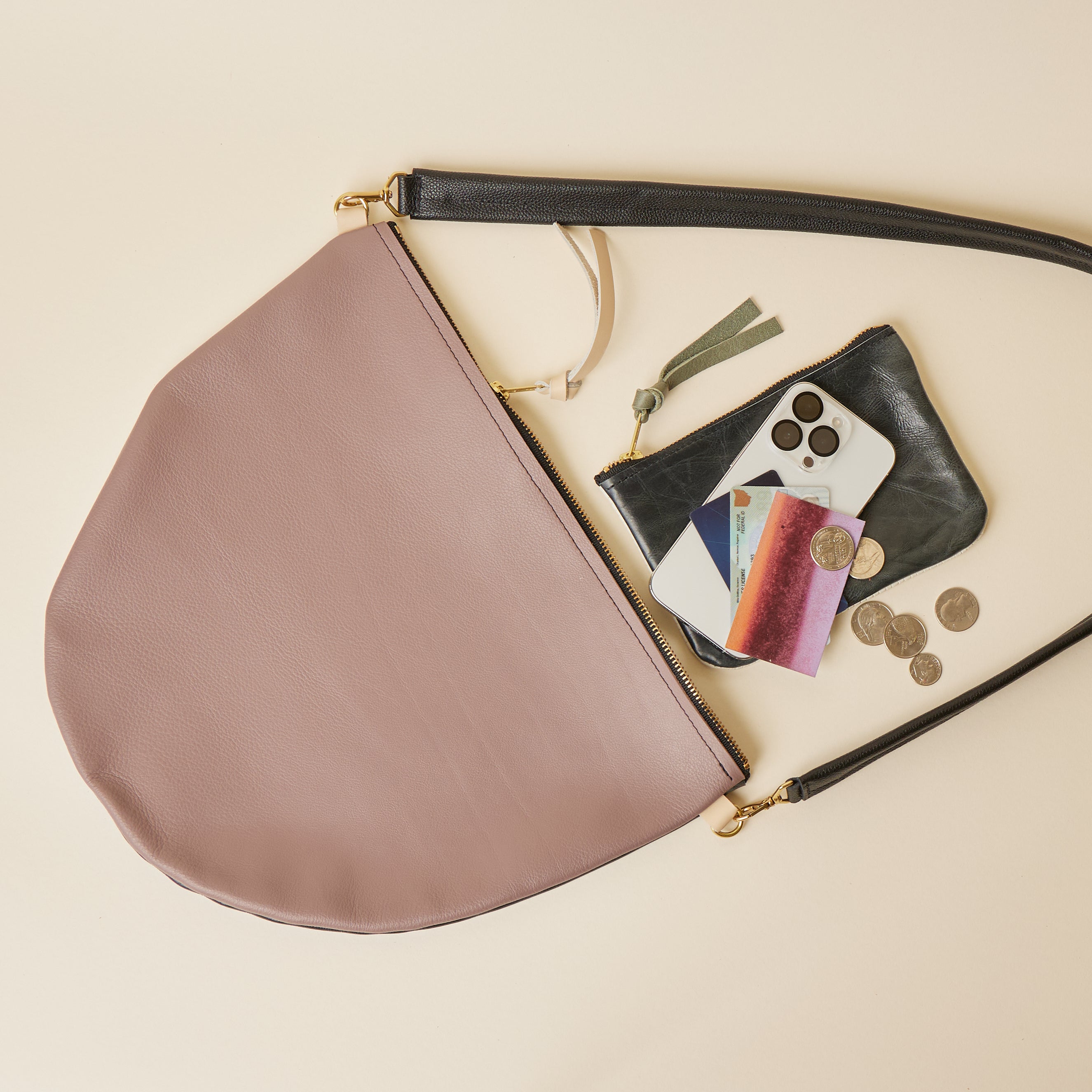 Mauve/Black Forest Scoop Crossbody