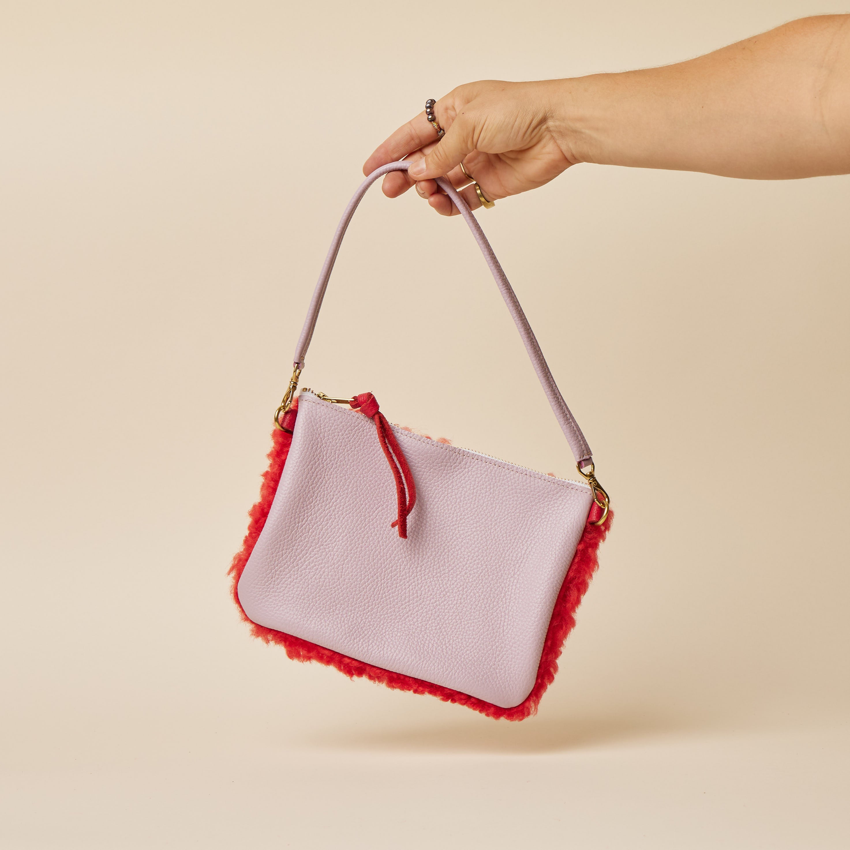 Lilac/Rorange Lambswool Crossbody