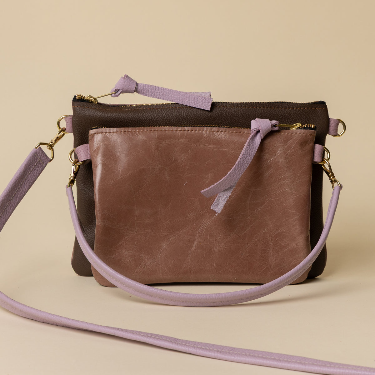Lavender Champagne/Upcycled Coffee Crossbody