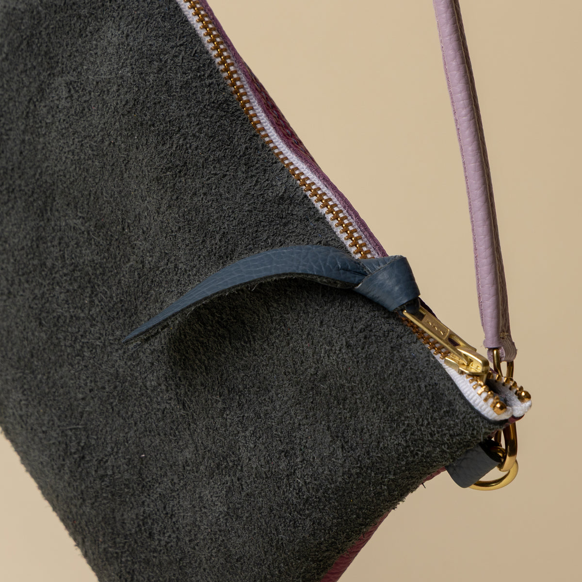 Magenta/Upcycled Dusty Blue Suede Crossbody