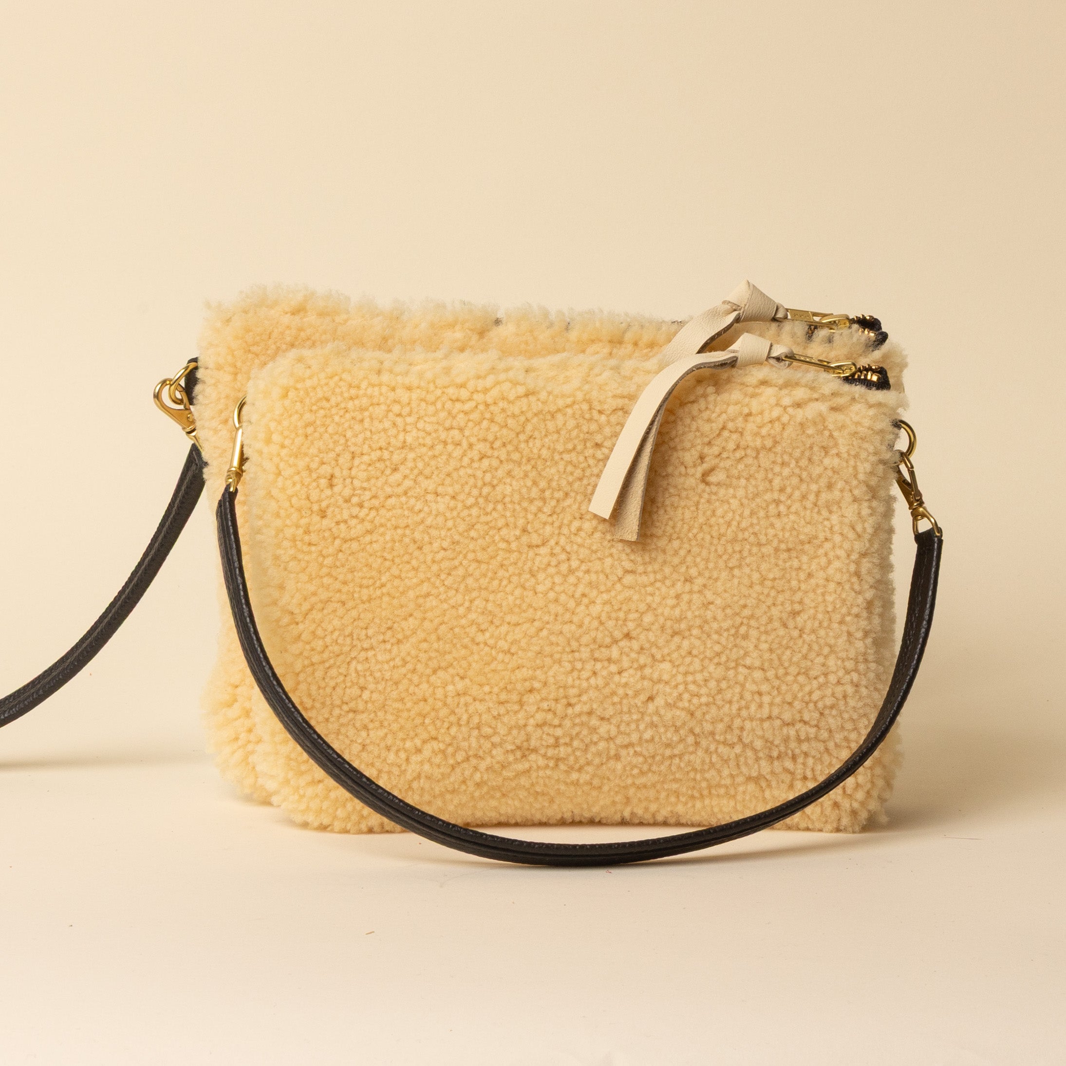 Upcycled Ivory/Lemon Lambswool Crossbody