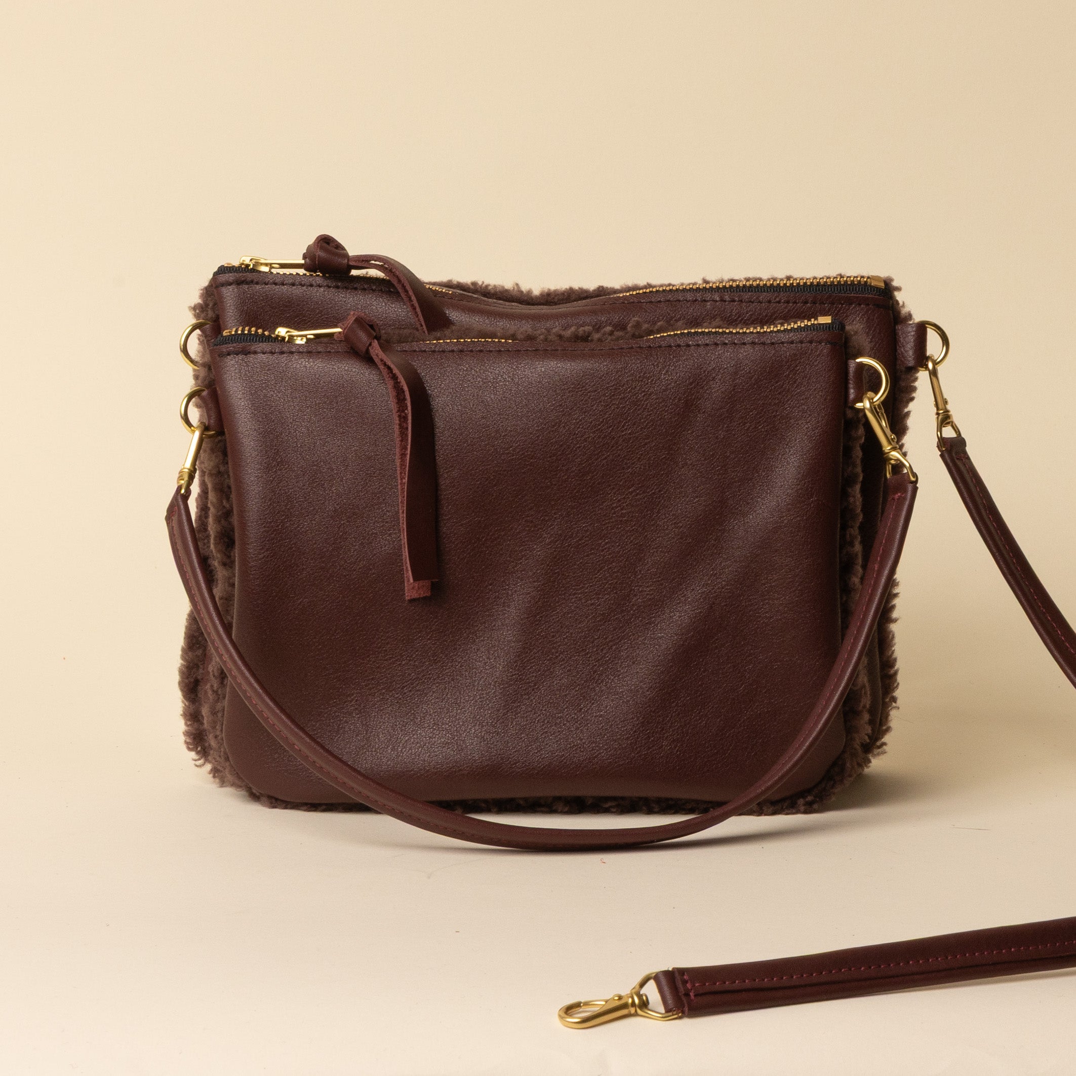 Maroon/Chocolate Lambswool Crossbody