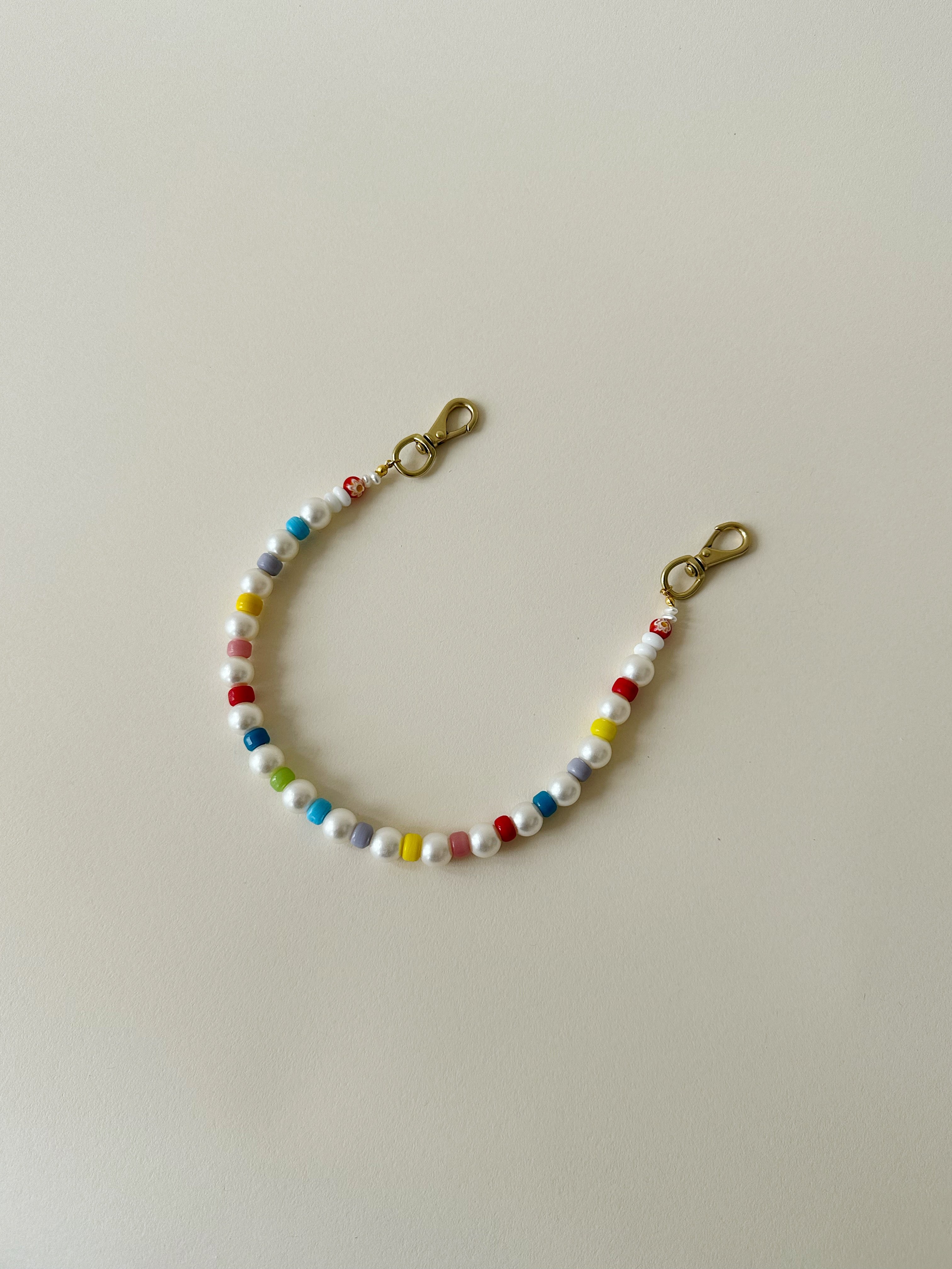 LAWN PARTY Beaded Accessory Strap- Pearl/Square Beads