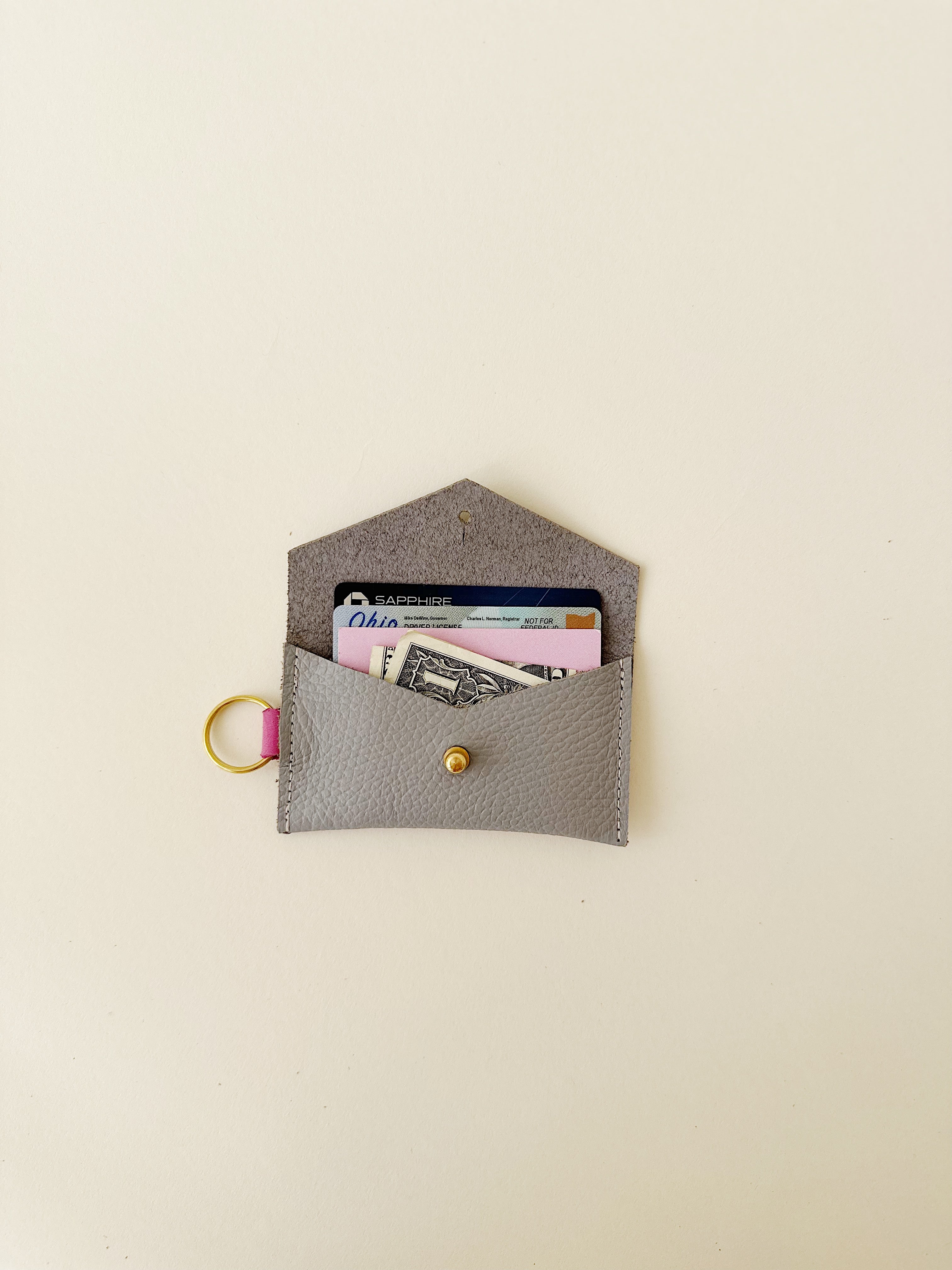 Grey/Hot Pink Caro Cardholder