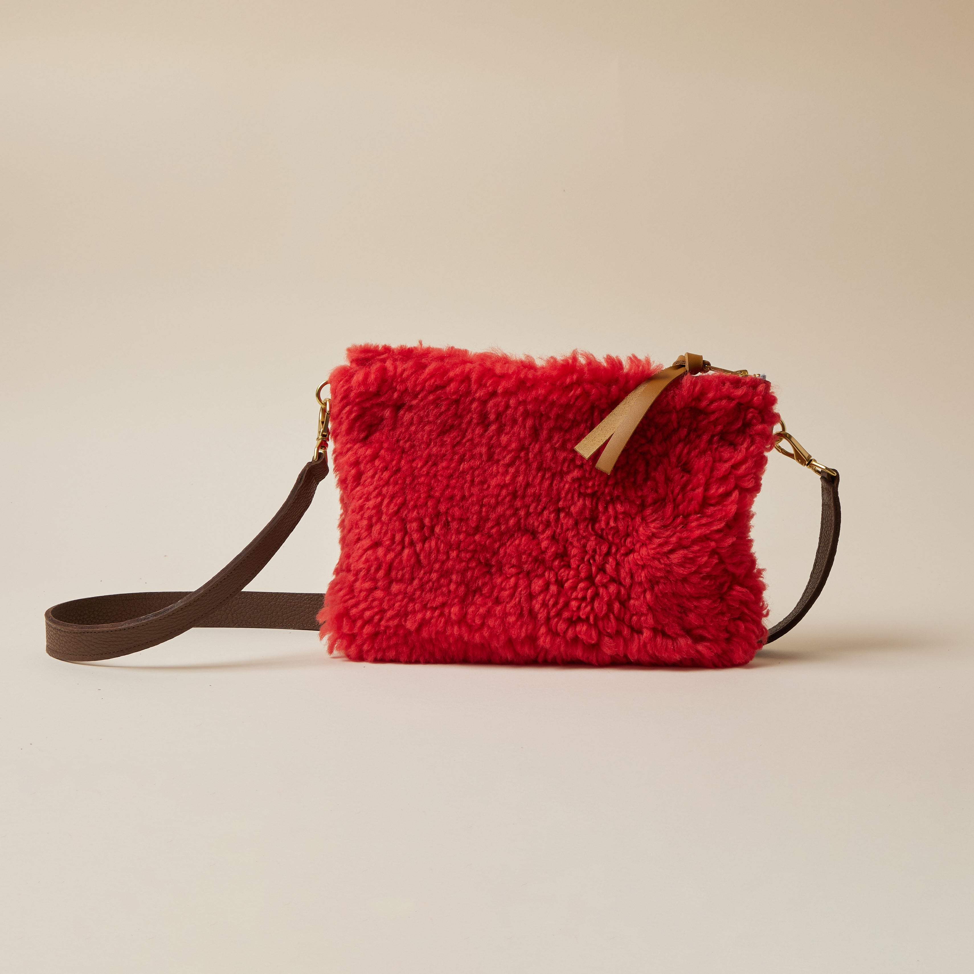 Cinnamon/Rorange Lambswool Crossbody