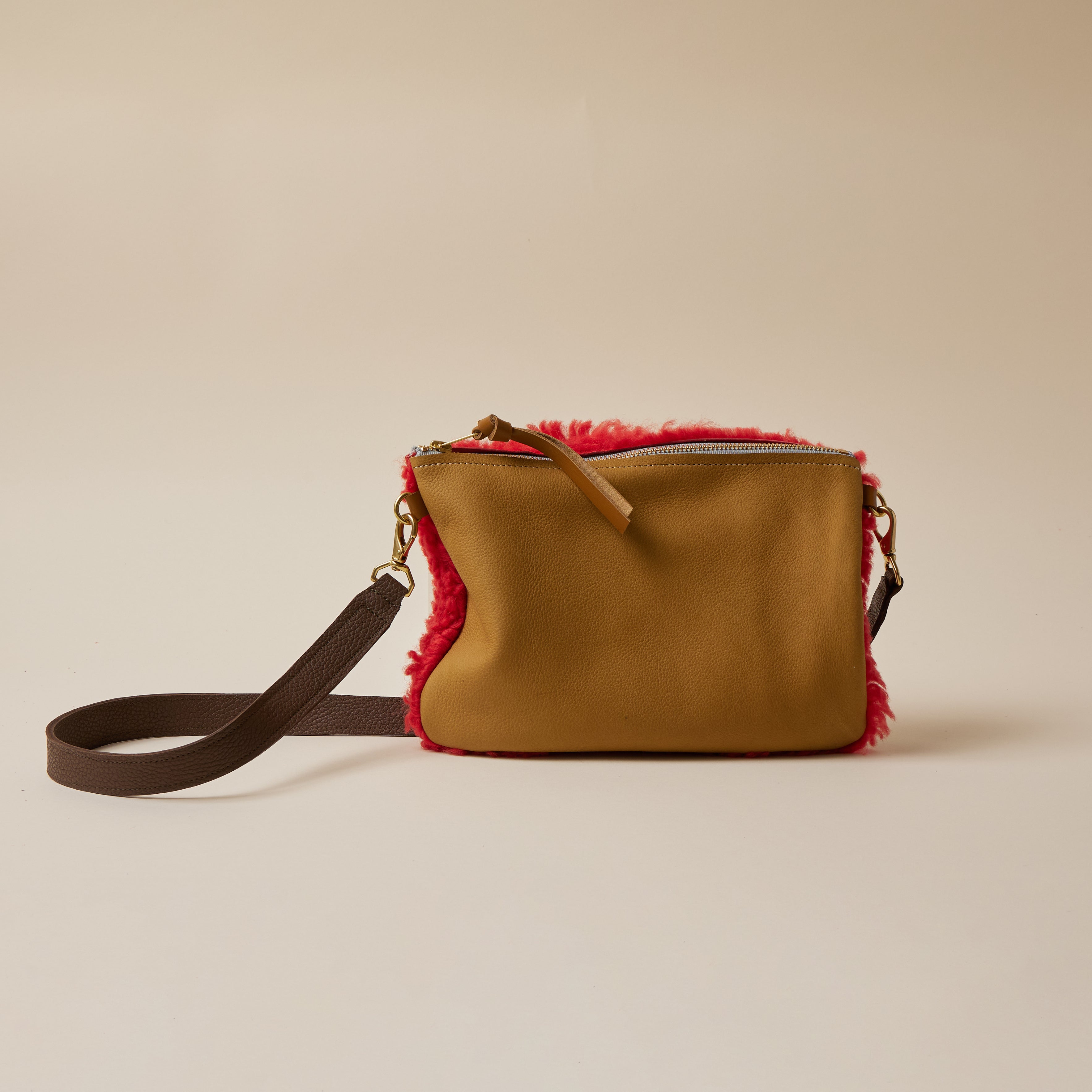 Cinnamon/Rorange Lambswool Crossbody