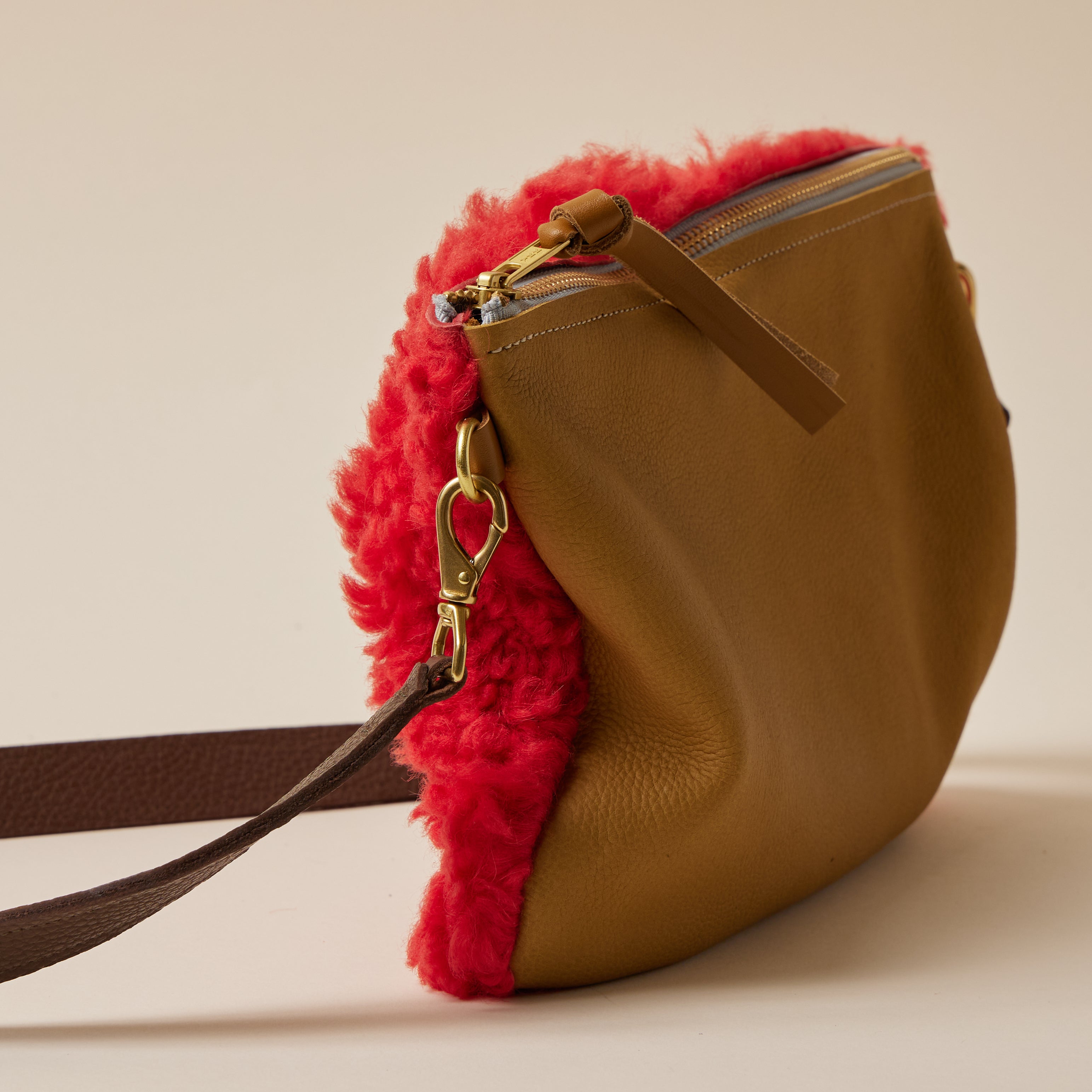 Cinnamon/Rorange Lambswool Crossbody