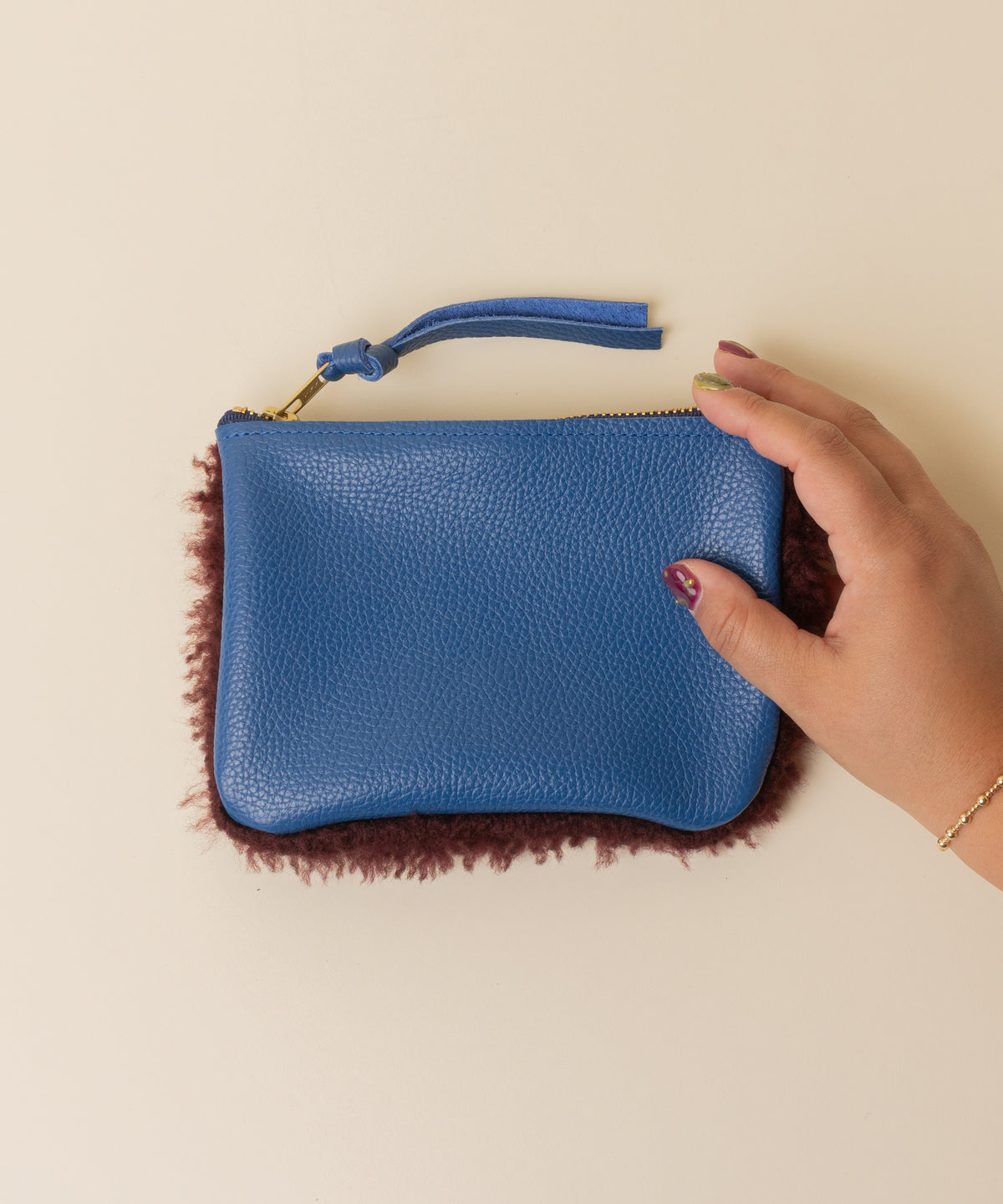 Cobalt/Maroon Lambswool Essential Pouch