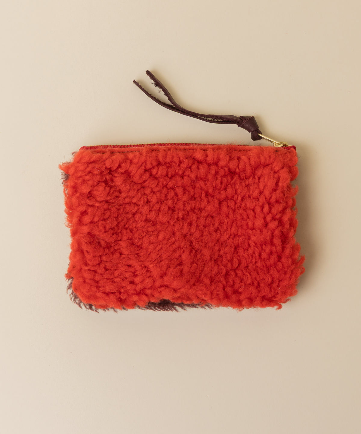 Maroon/Rorange Lambswool Essential Duo Pouch