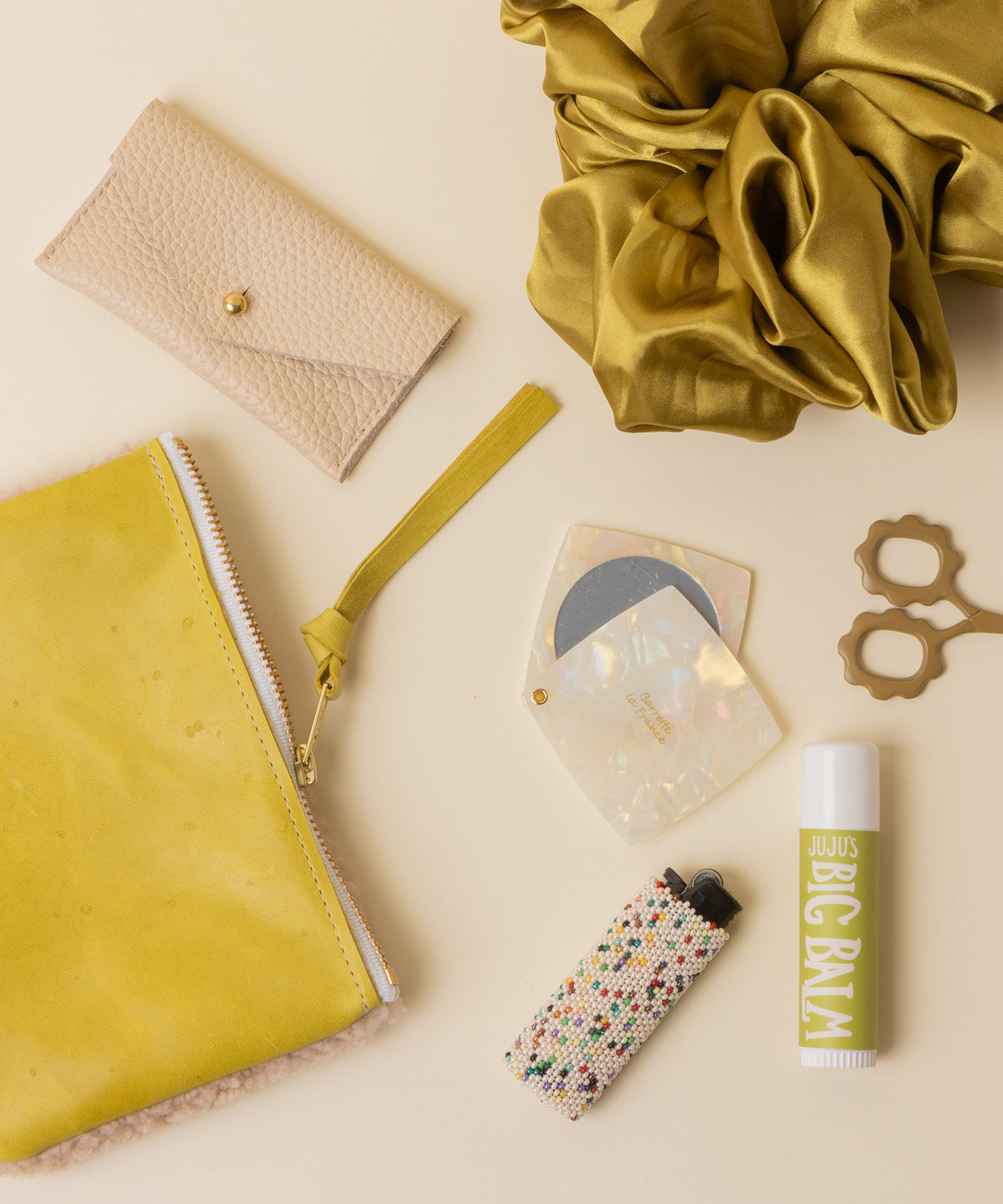 Chartreuse/Dusty Pink Lambswool Essential Pouch