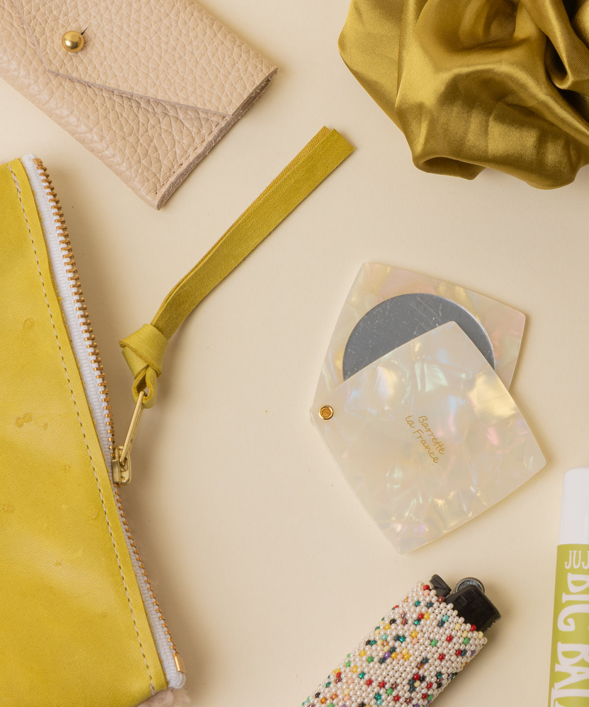 Chartreuse/Dusty Pink Lambswool Essential Pouch