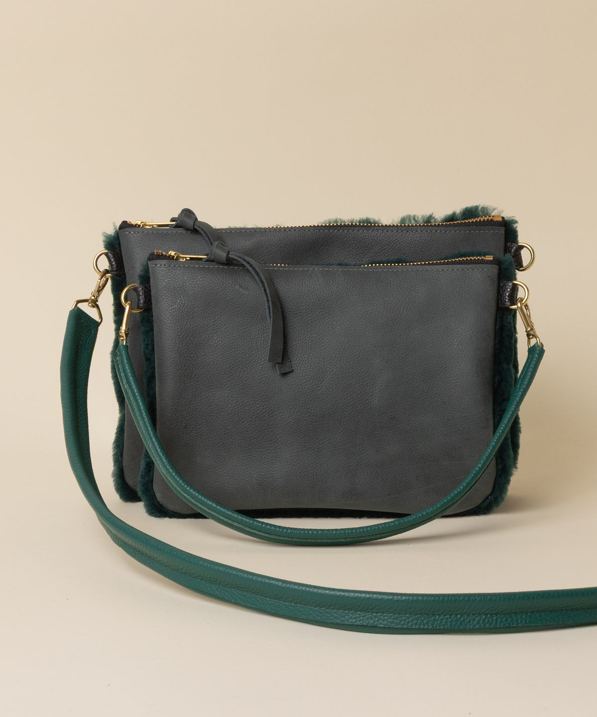 Juniper Berry/Pine Shearling Crossbody
