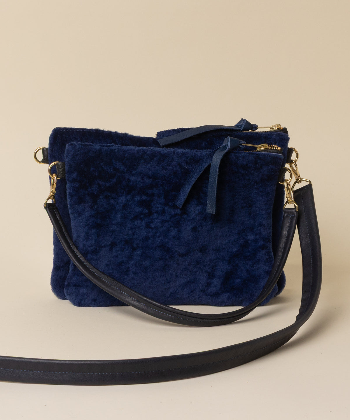 Navy/Sapphire Shearling Crossbody