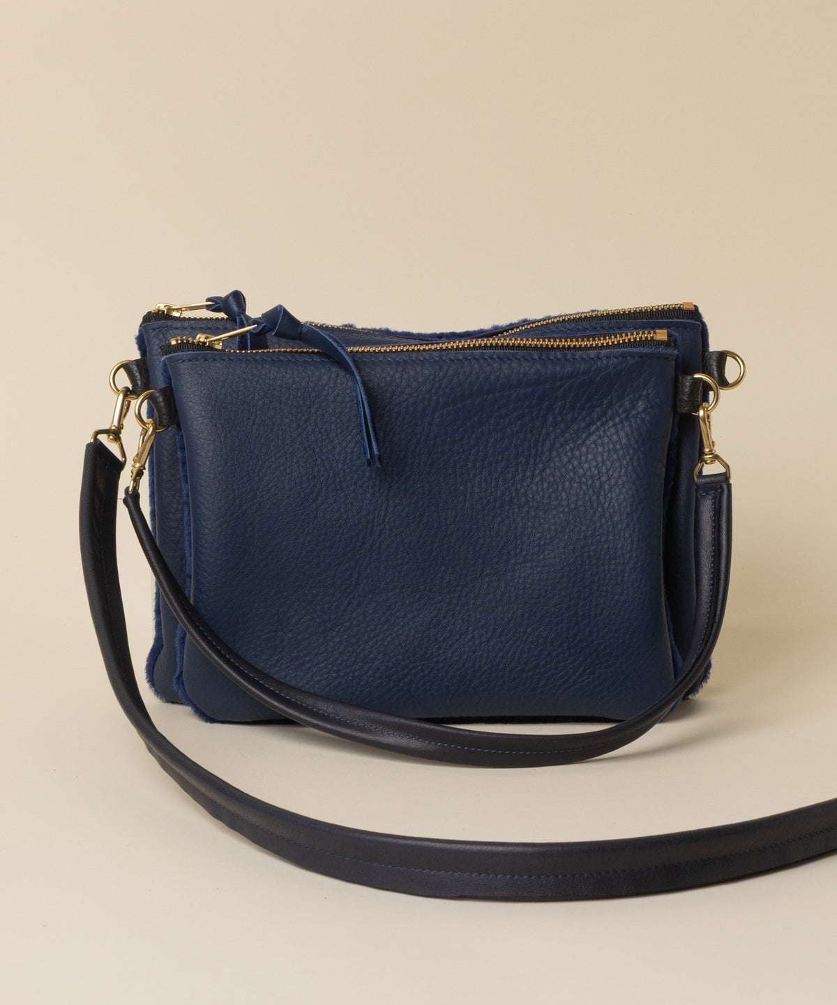 Navy/Sapphire Shearling Crossbody