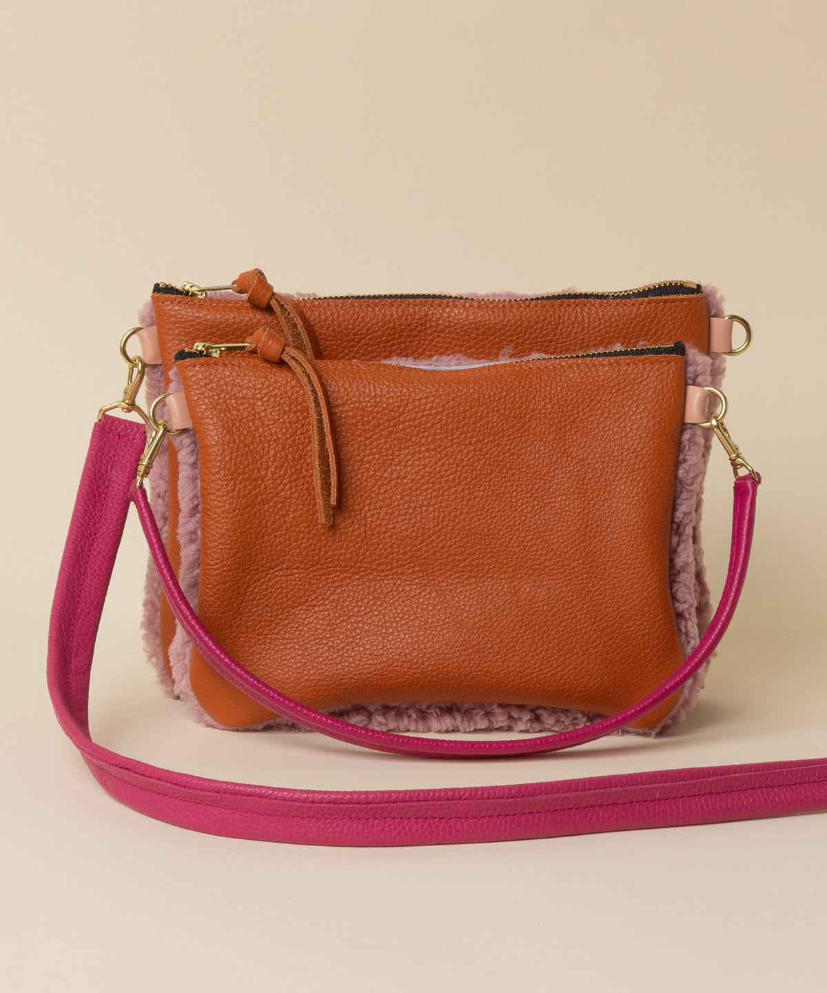 Pumpkin/Bubblegum Lambswool Crossbody