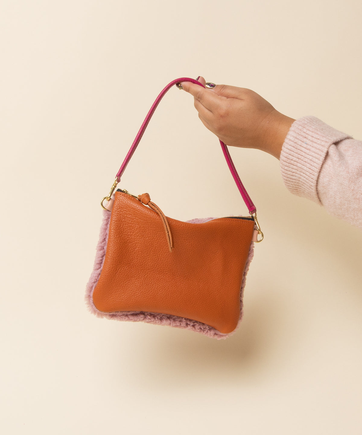 Pumpkin/Bubblegum Lambswool Crossbody