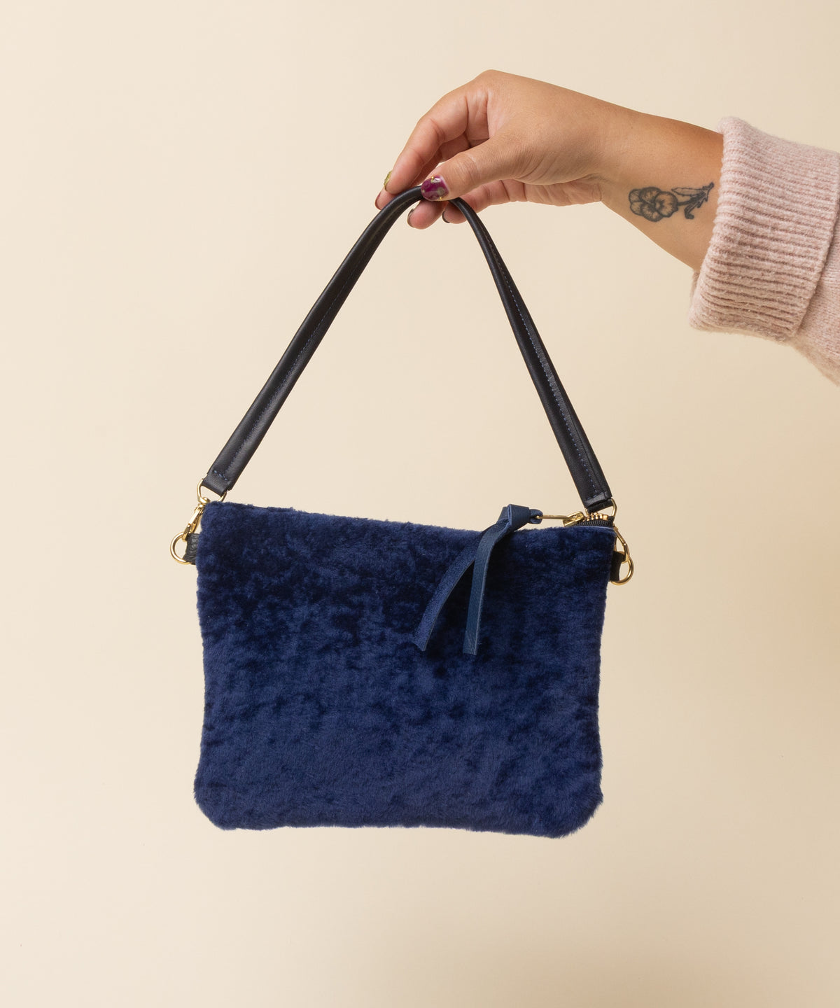Navy/Sapphire Shearling Crossbody