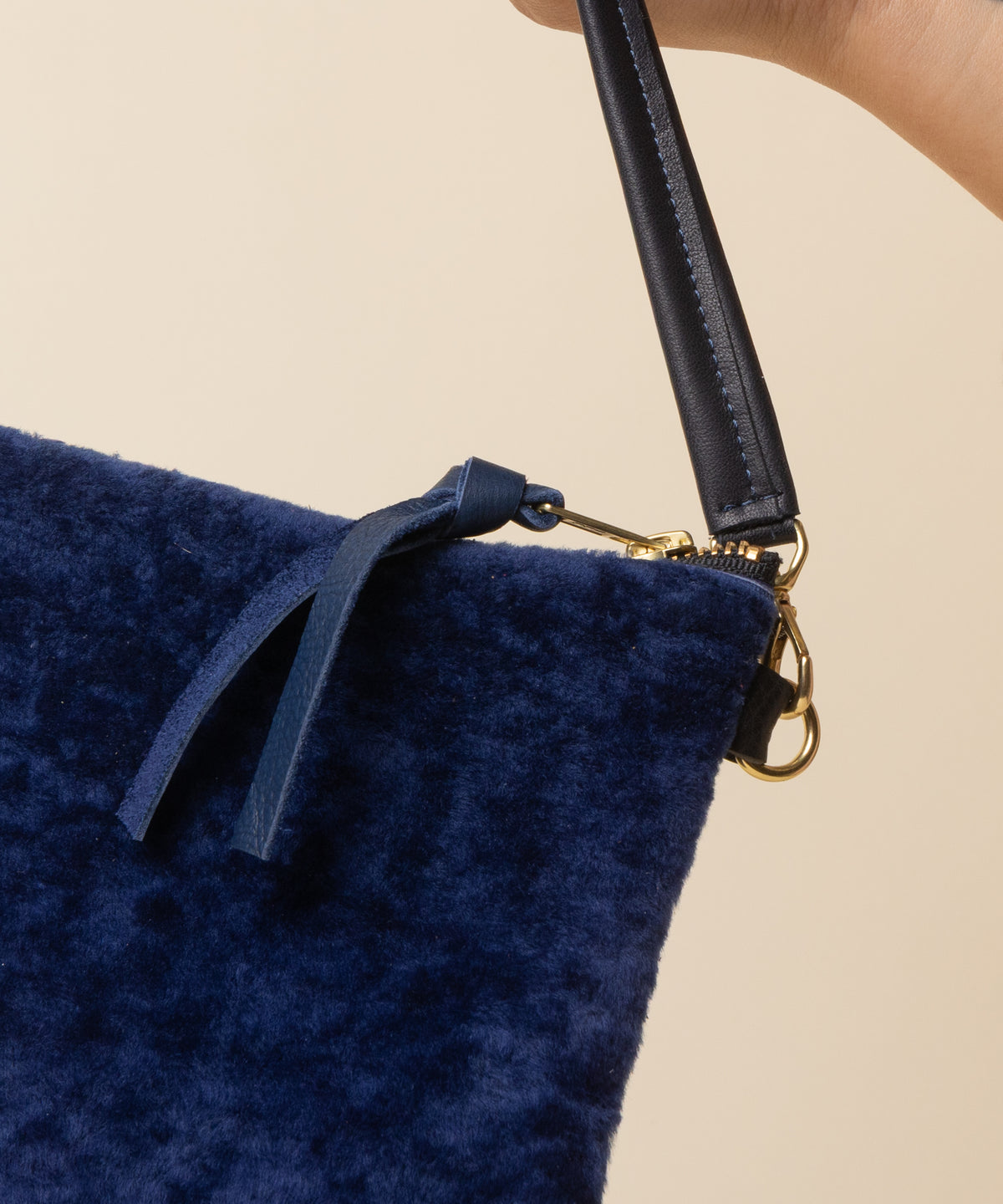 Navy/Sapphire Shearling Crossbody