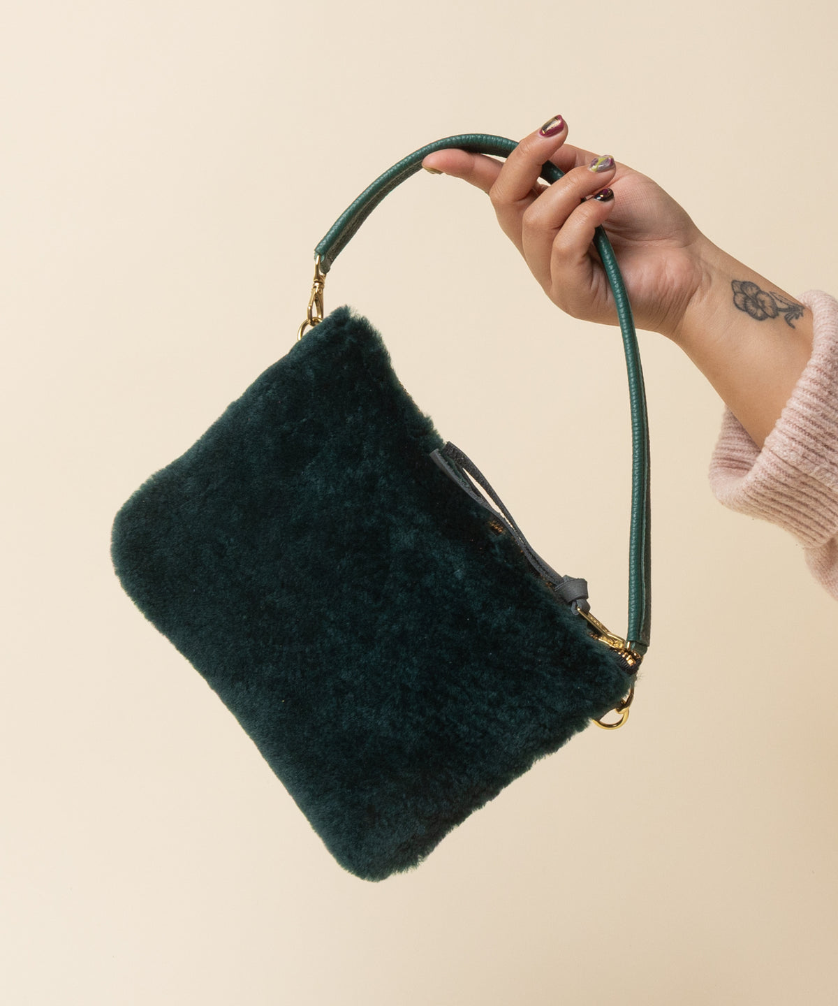 Juniper Berry/Pine Shearling Crossbody