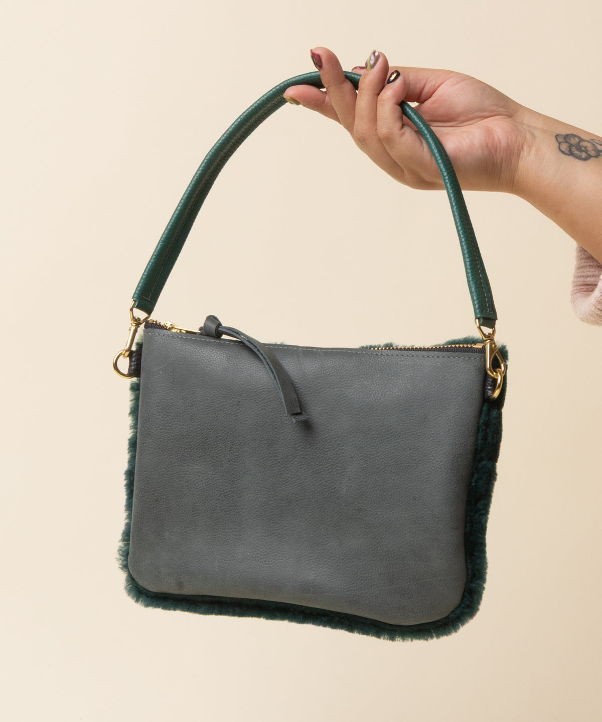 Juniper Berry/Pine Shearling Crossbody