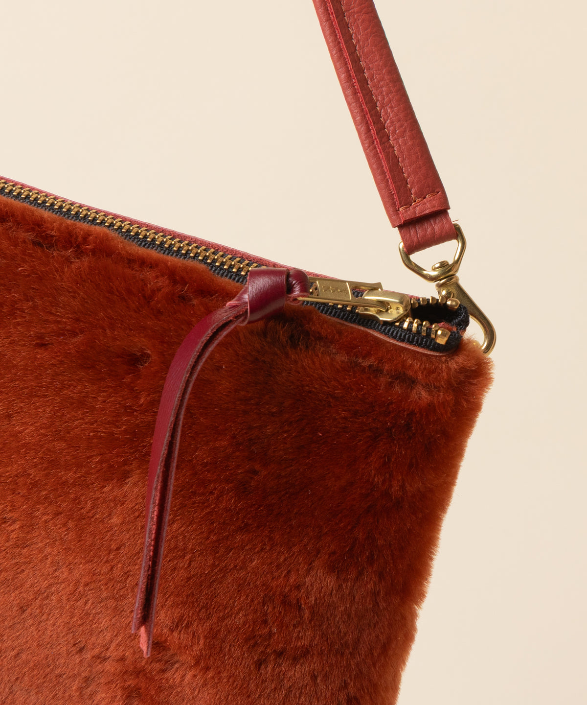 Cranberry/Saffron Shearling Crossbody