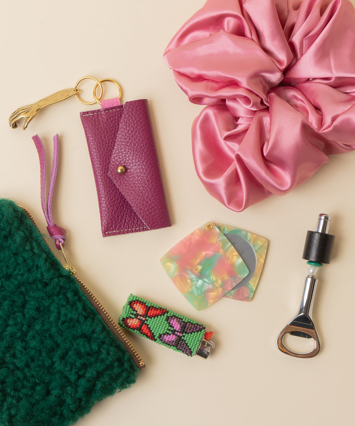 Magenta/Emerald Lambswool Essential Pouch